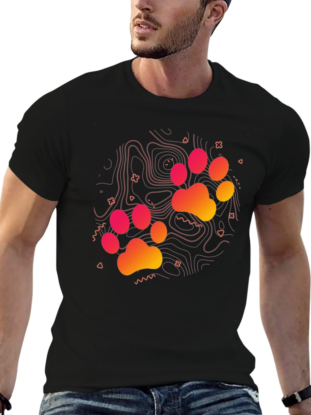Cool Graphic Tee: Paw Print Design