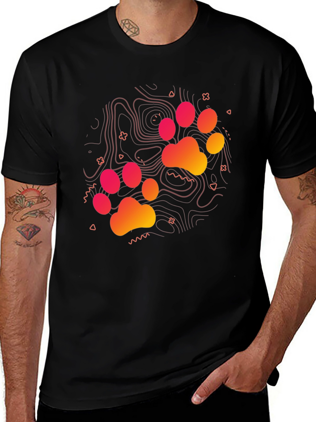 Cool Graphic Tee: Paw Print Design
