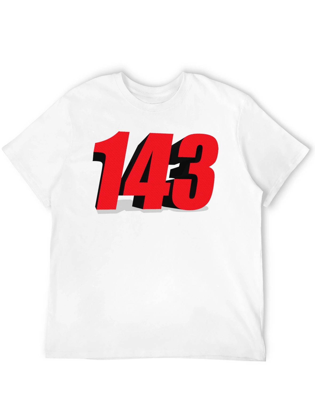 Black T-shirt with Bold Red 143 Design