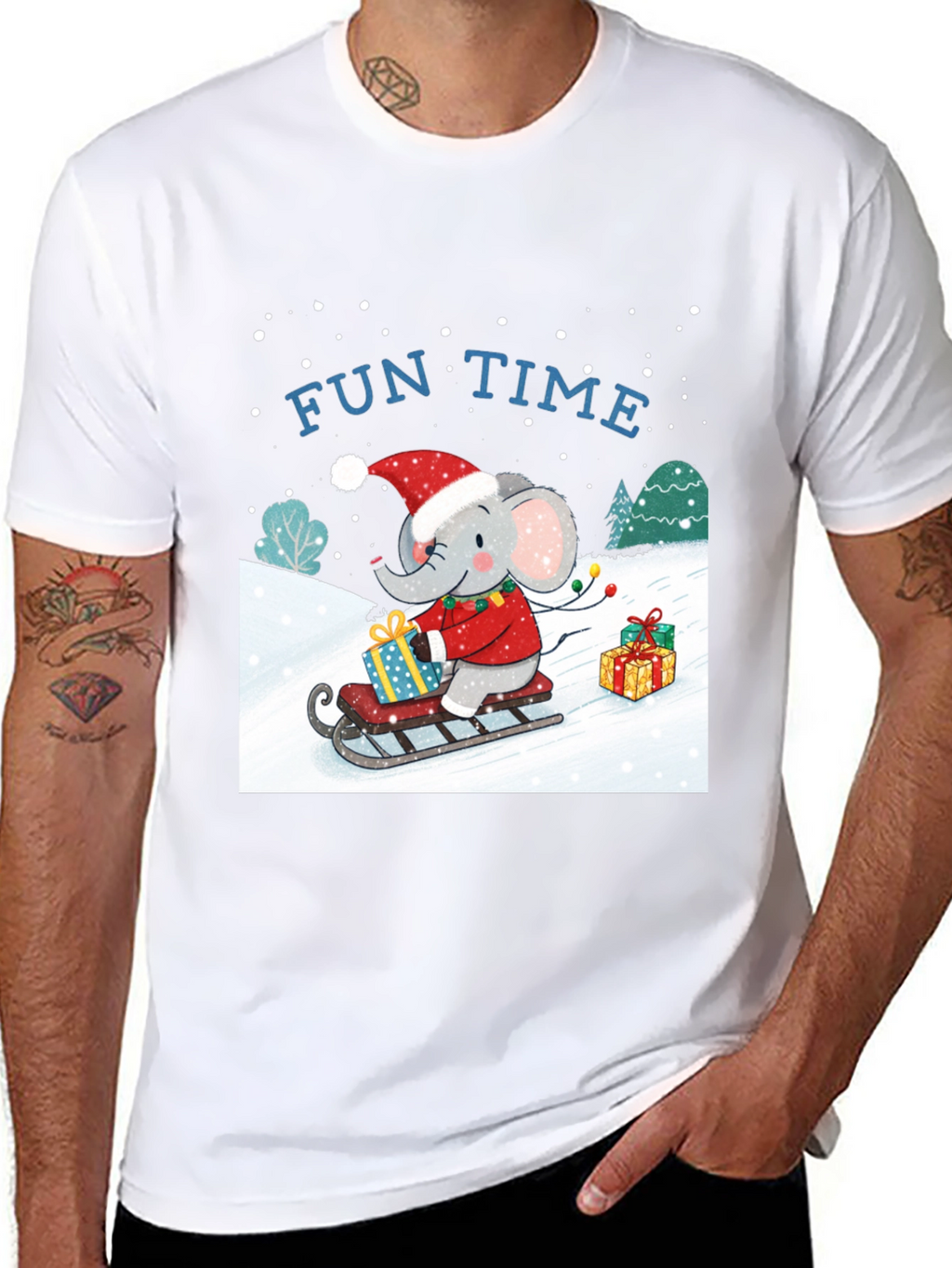 Fun Time Elephant Christmas Holiday T-Shirt