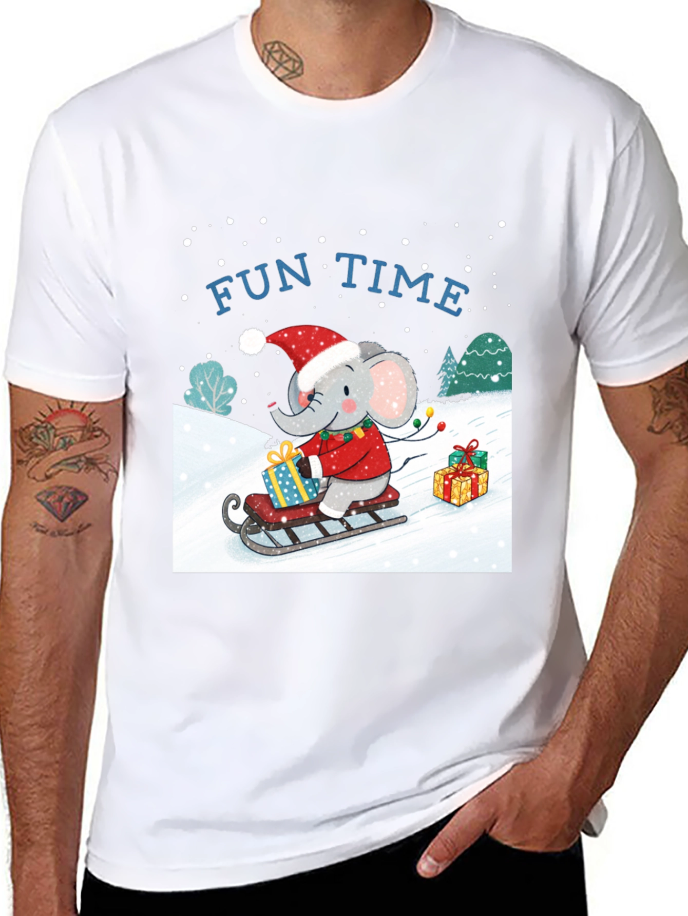 Fun Time Elephant Christmas Holiday T-Shirt