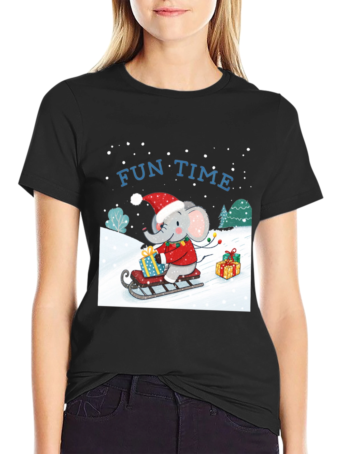 Fun Time Elephant Christmas Holiday T-Shirt