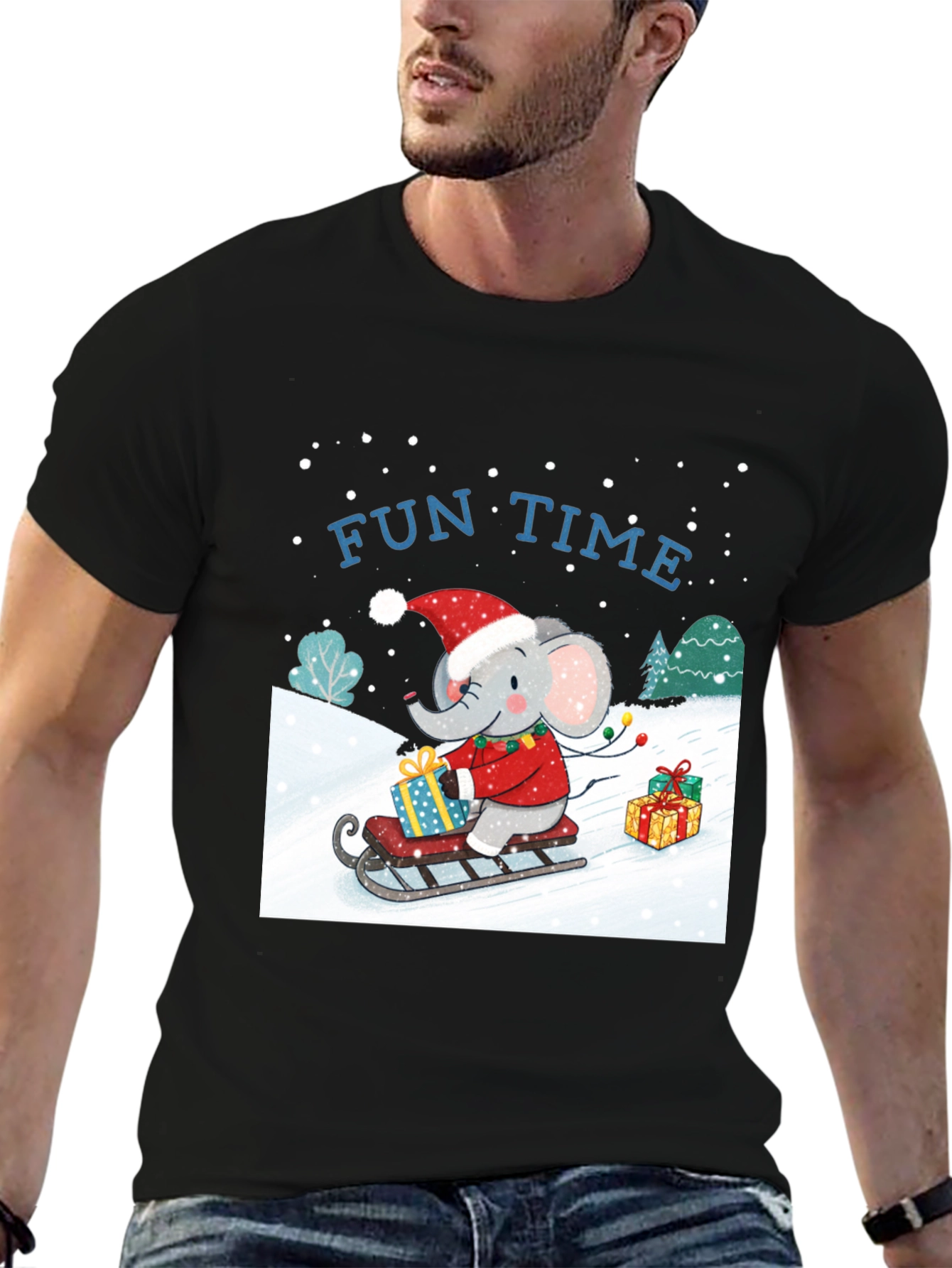 Fun Time Elephant Christmas Holiday T-Shirt