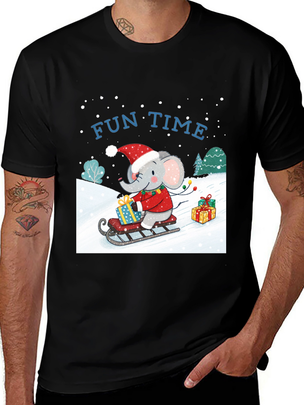 Fun Time Elephant Christmas Holiday T-Shirt