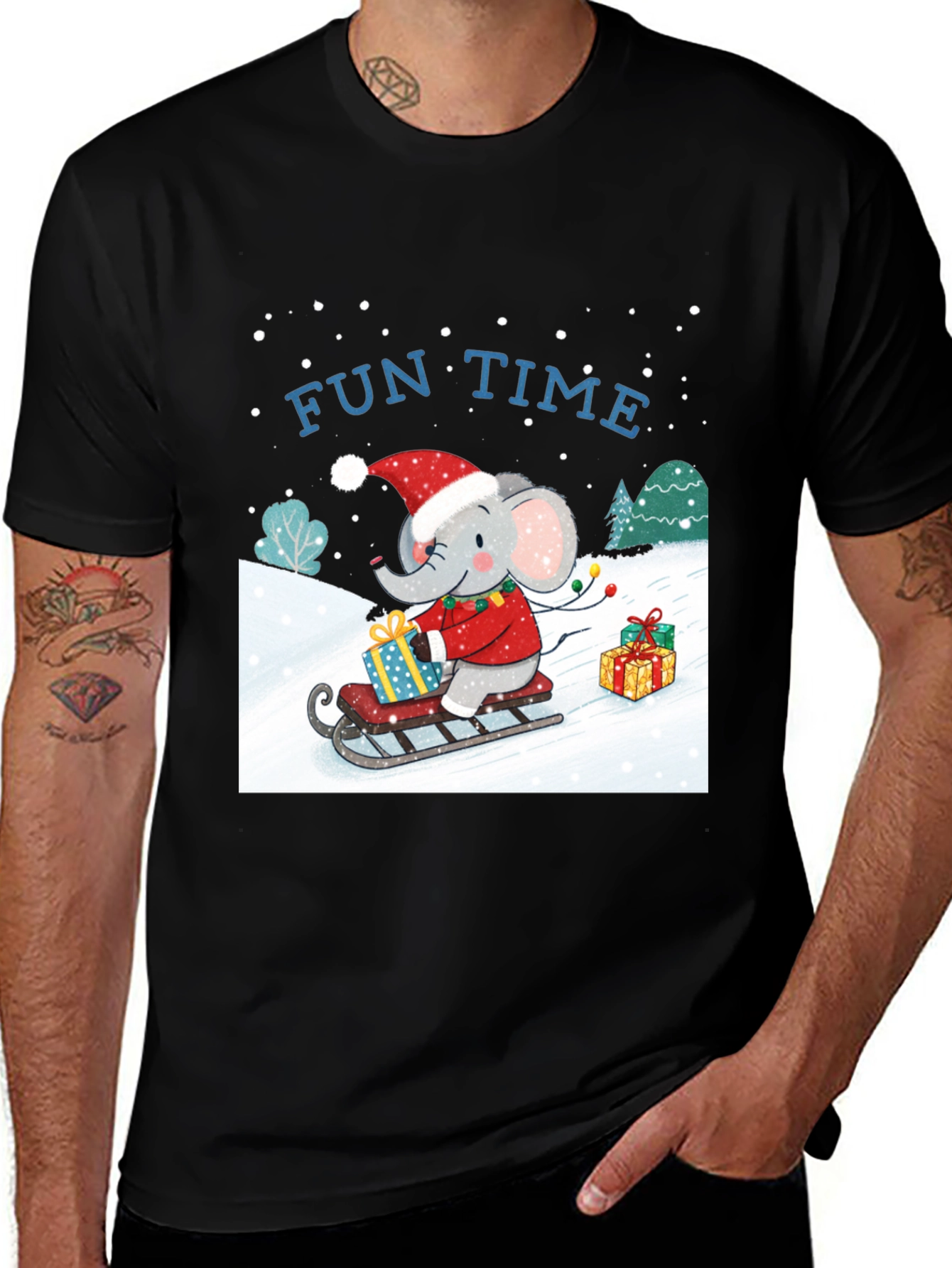 Fun Time Elephant Christmas Holiday T-Shirt