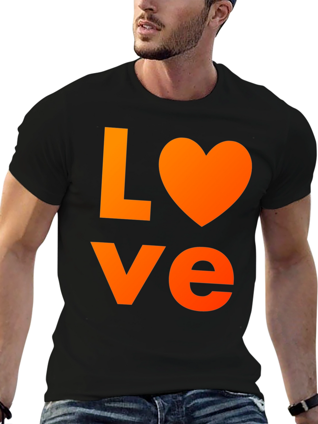 LOVE Graphic T-Shirt - Black Cotton Blend Casual Wear