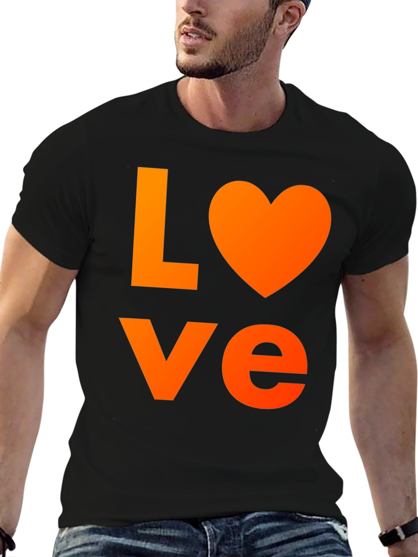 LOVE Graphic T-Shirt - Black Cotton Blend Casual Wear