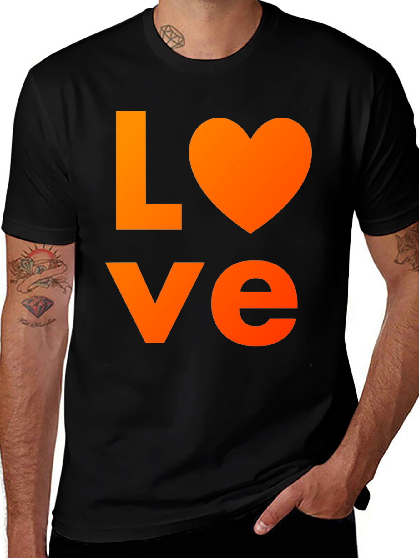 LOVE Graphic T-Shirt - Black Cotton Blend Casual Wear