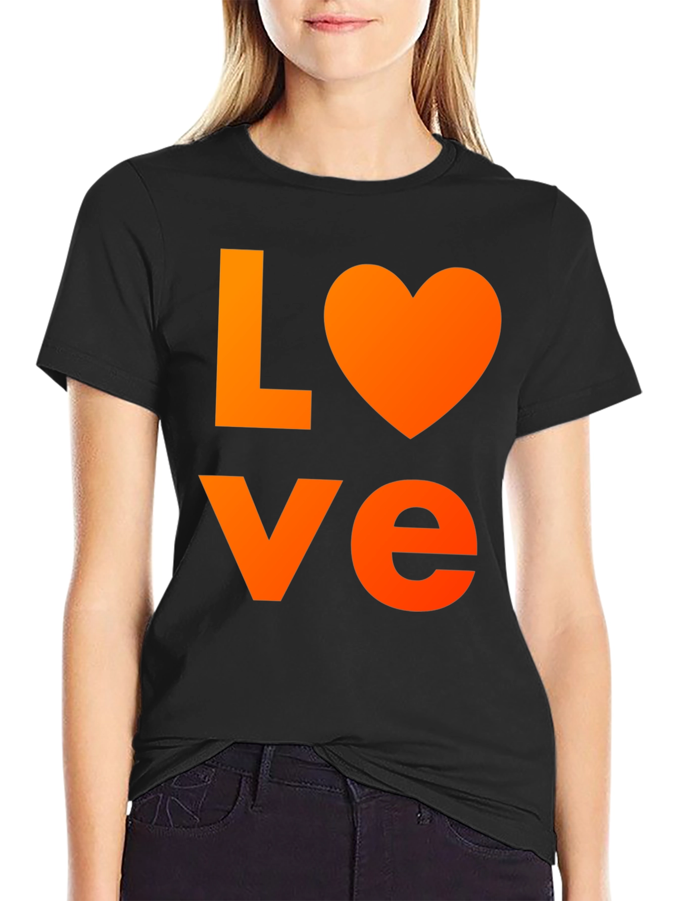 LOVE Graphic T-Shirt - Black Cotton Blend Casual Wear