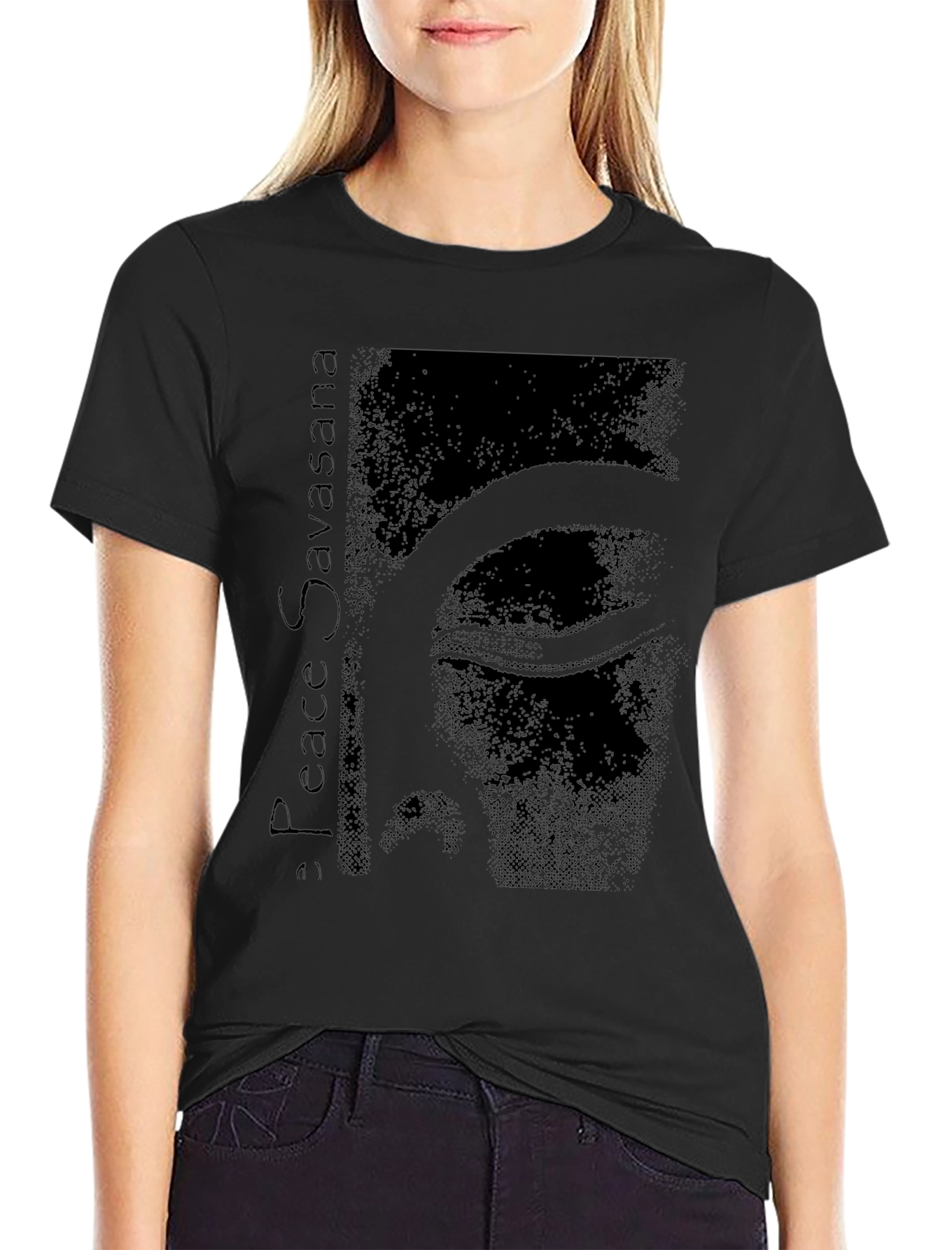 Peace Savasana Graphic Tee - Relaxed Fit Black T-Shirt