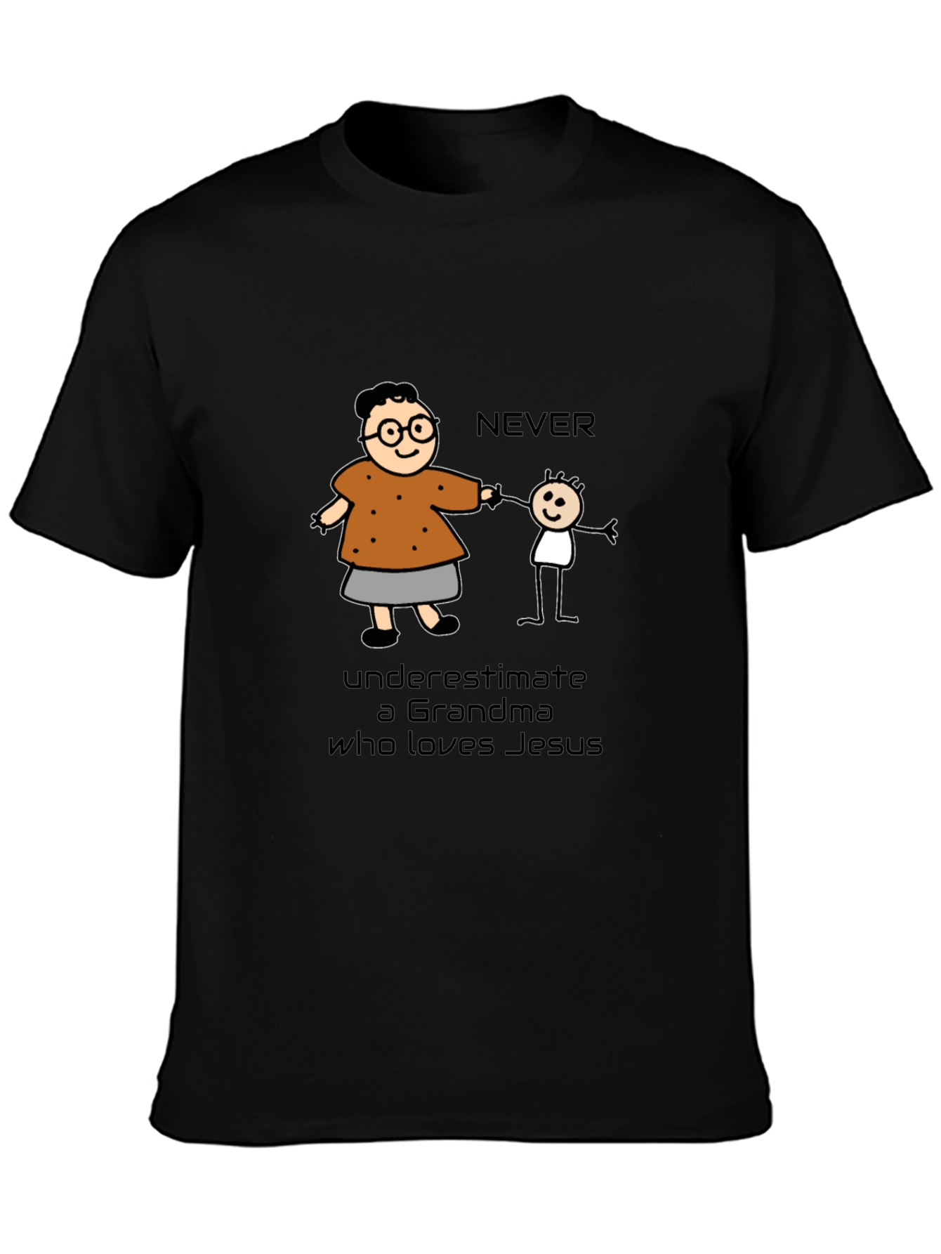 Never Underestimate Grandma Loves Jesus T-Shirt