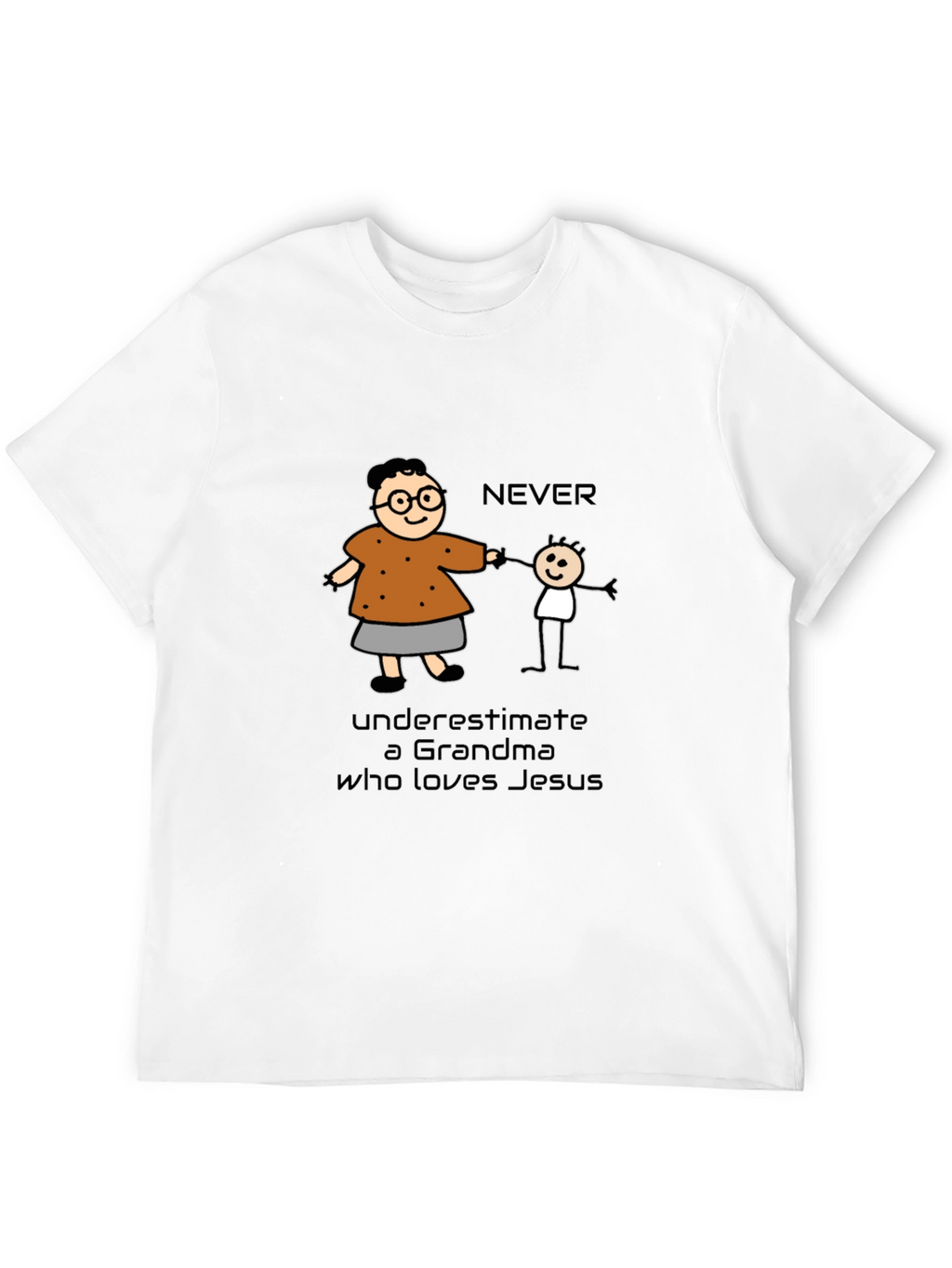 Never Underestimate Grandma Loves Jesus T-Shirt
