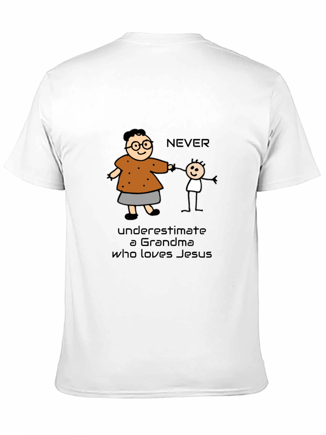 Never Underestimate Grandma Loves Jesus T-Shirt
