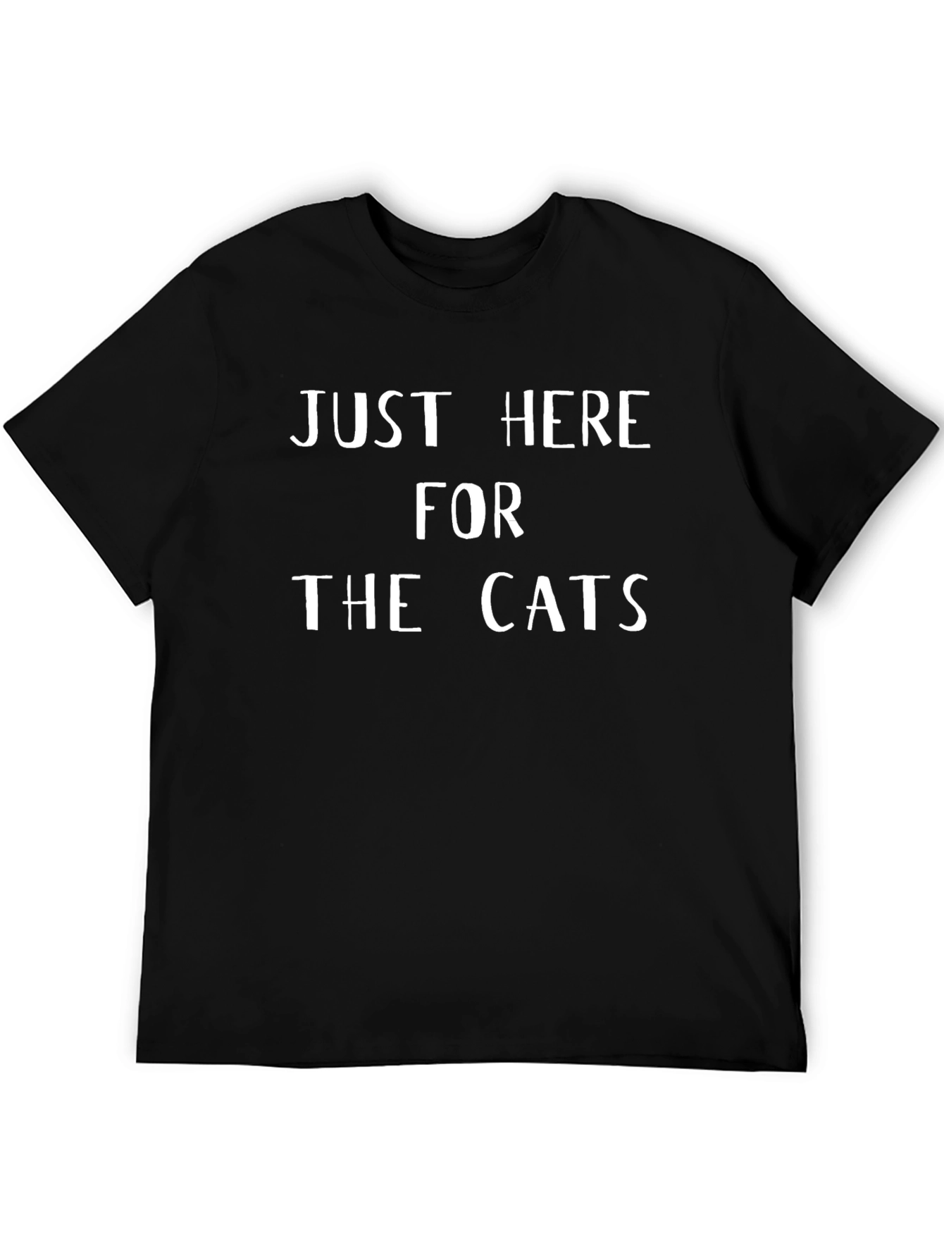 Just Here For The Cats T-Shirt Black Cotton