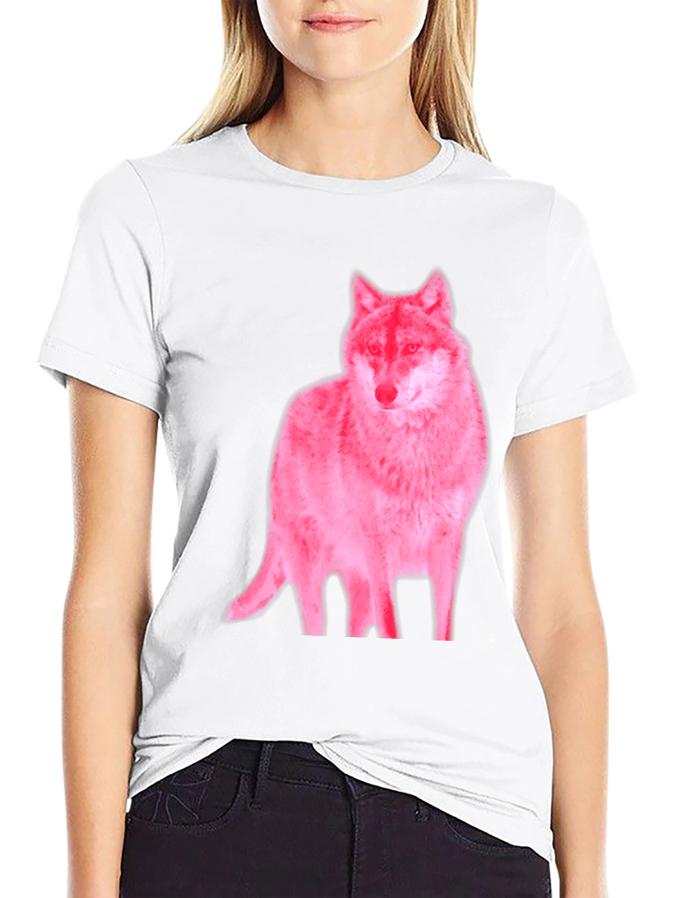 Mens Black Wolf Graphic Tee - Unique Design