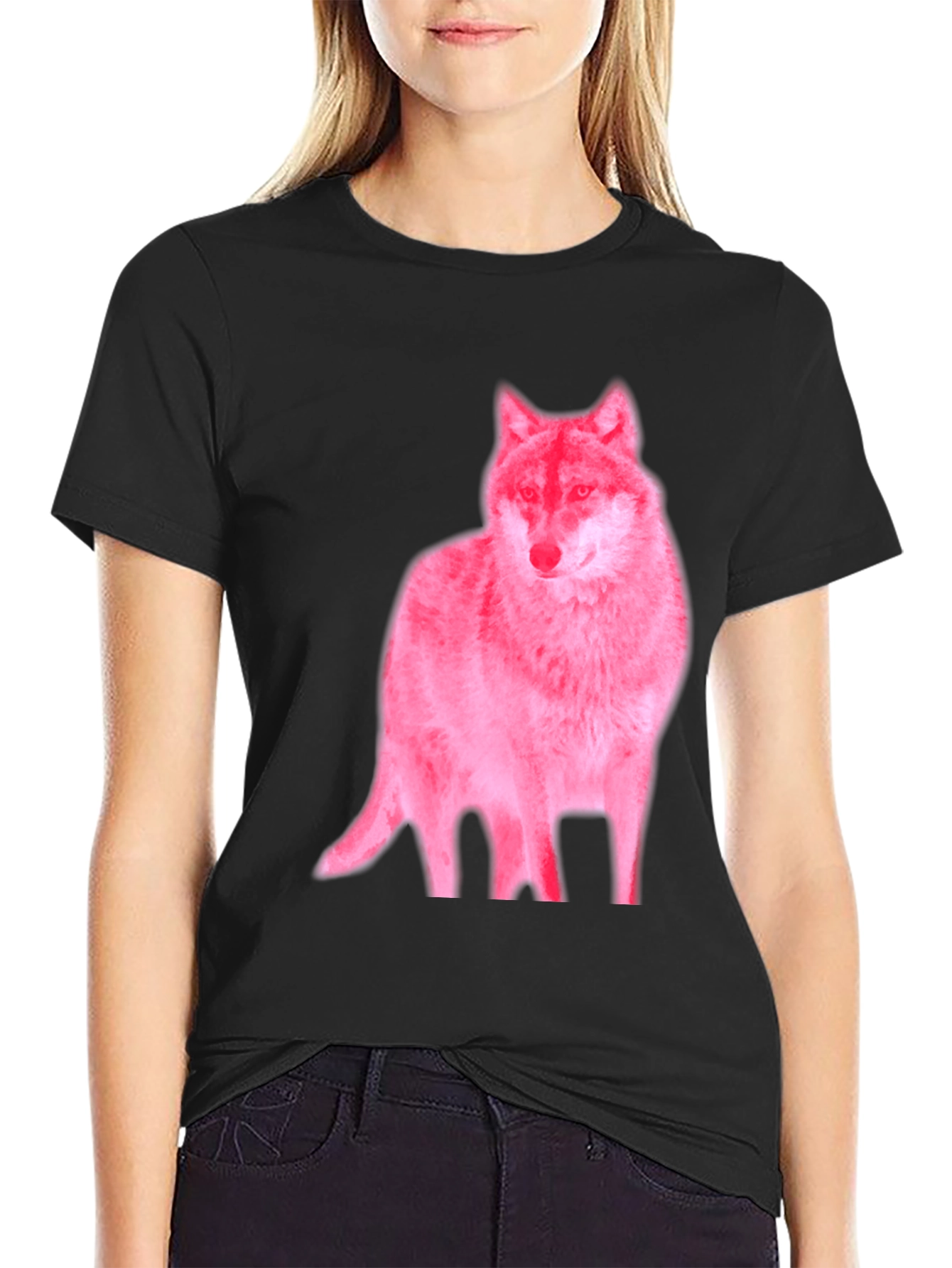 Mens Black Wolf Graphic Tee - Unique Design