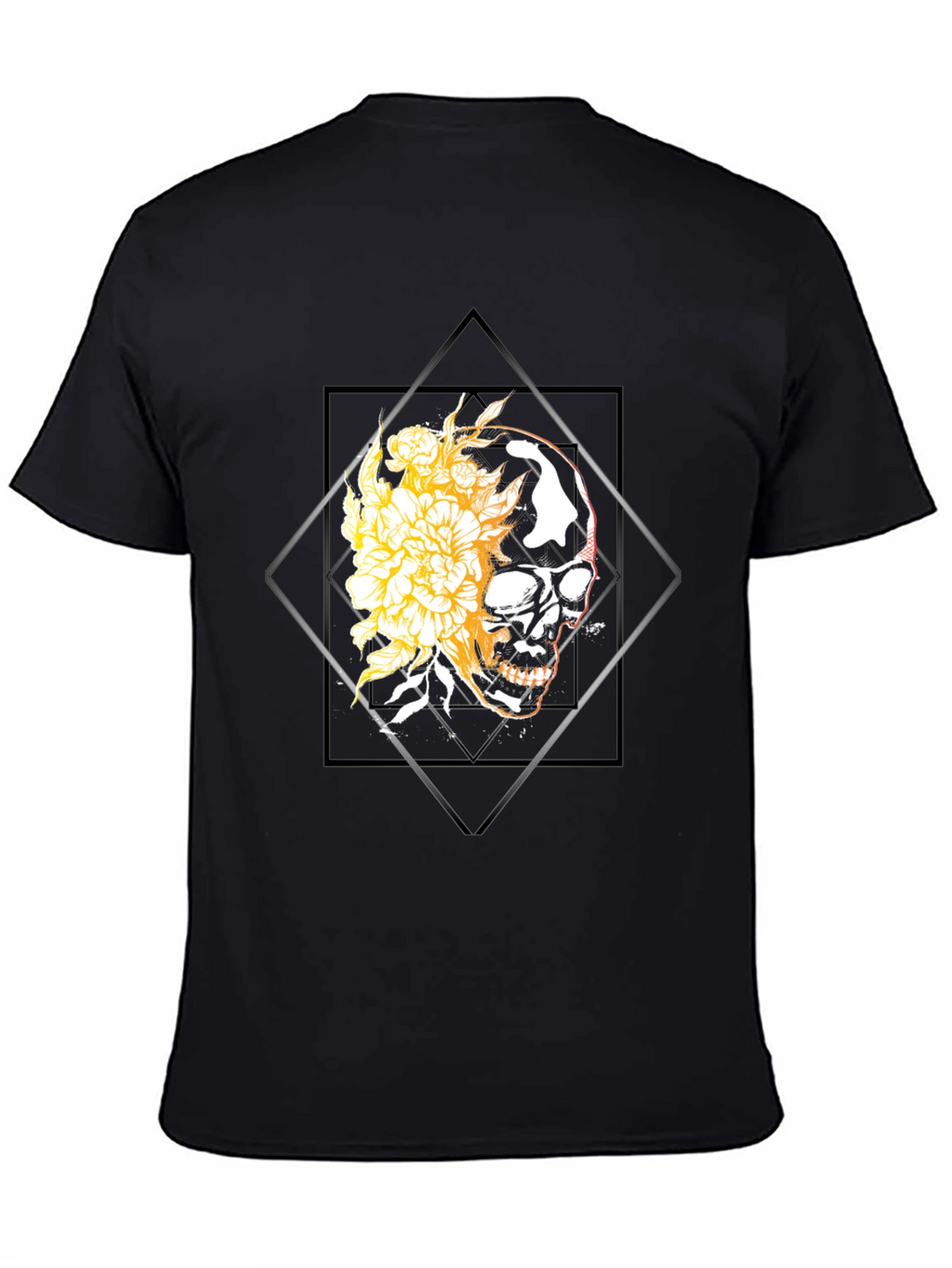 Skull & Floral Graphic Tee - Black