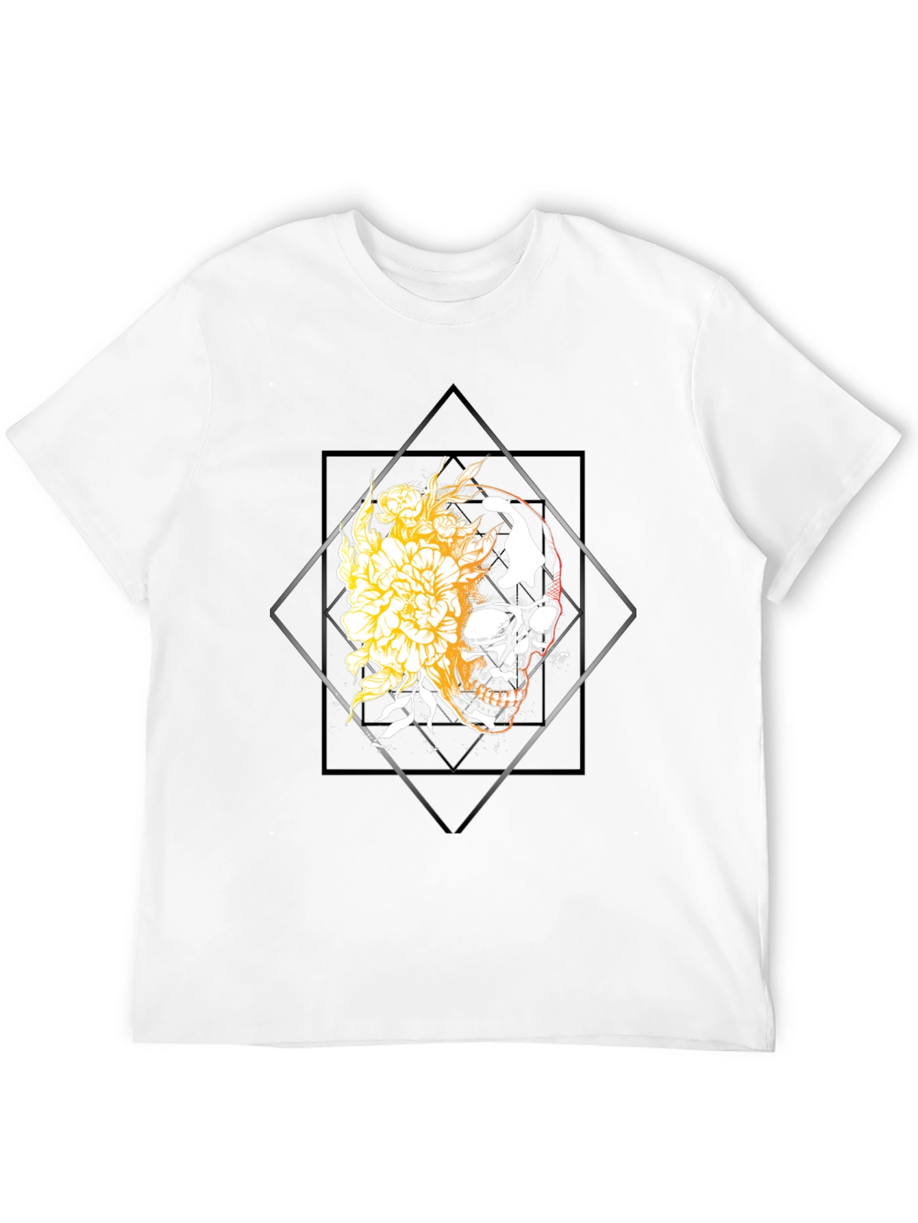 Skull & Floral Graphic Tee - Black