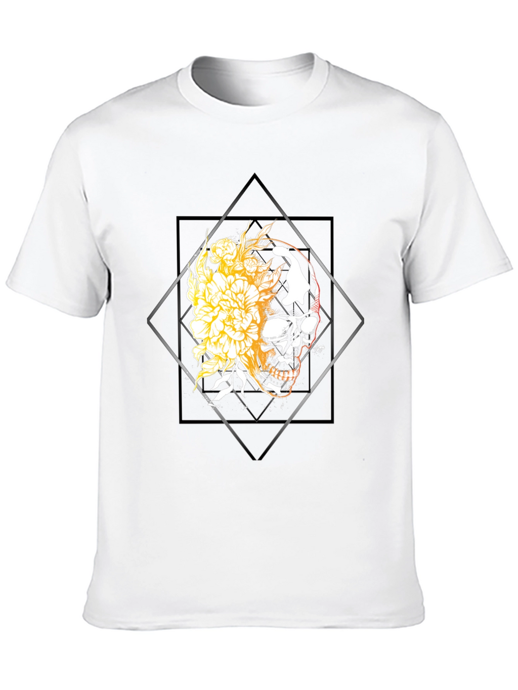 Skull & Floral Graphic Tee - Black