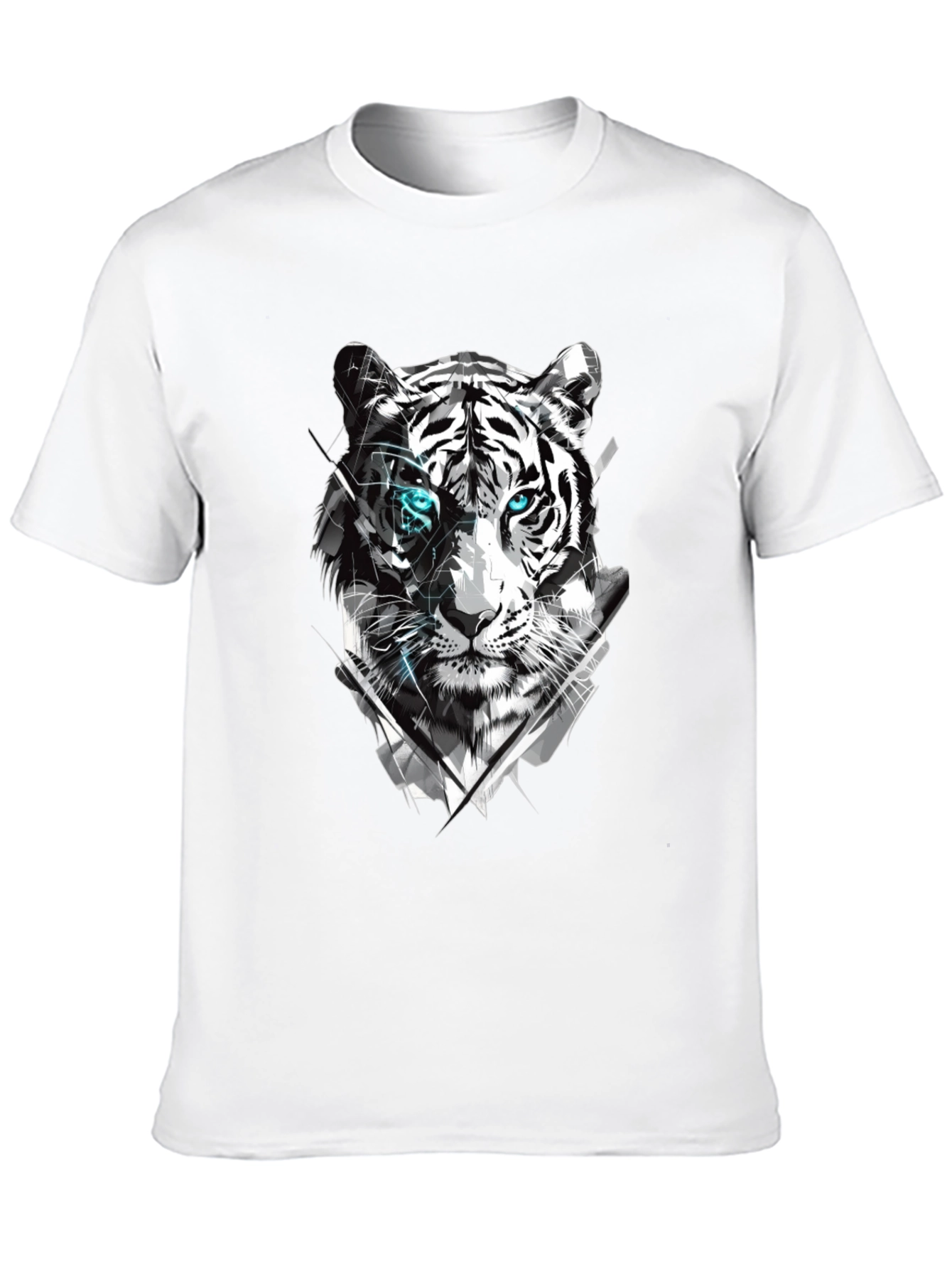 Tiger Graphic Tee - Cool Design Mens Black T-Shirt