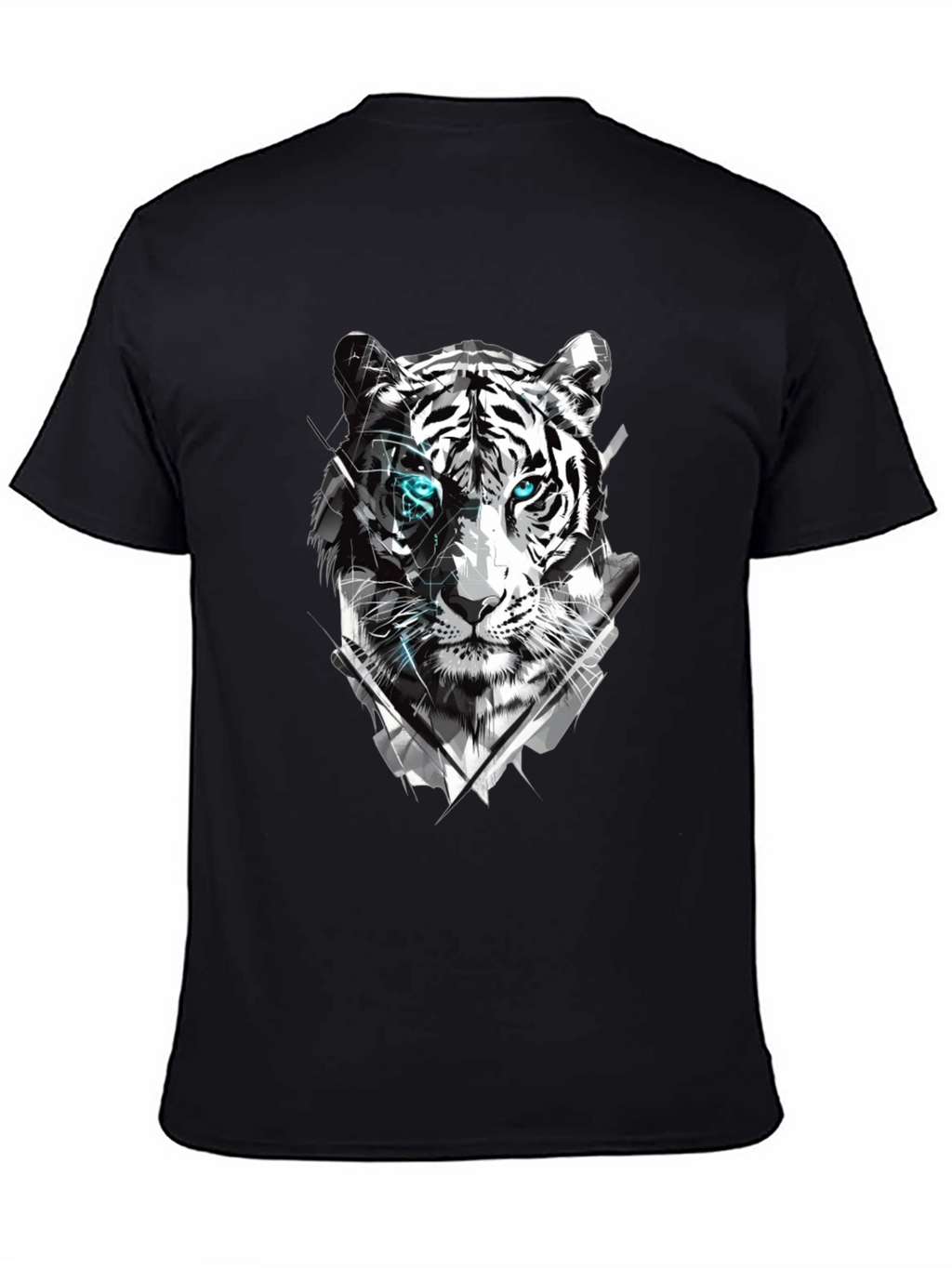 Tiger Graphic Tee - Cool Design Mens Black T-Shirt