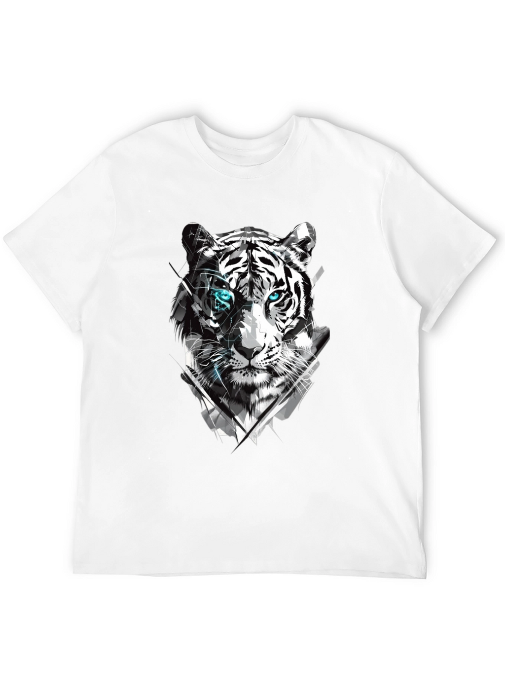 Tiger Graphic Tee - Cool Design Mens Black T-Shirt