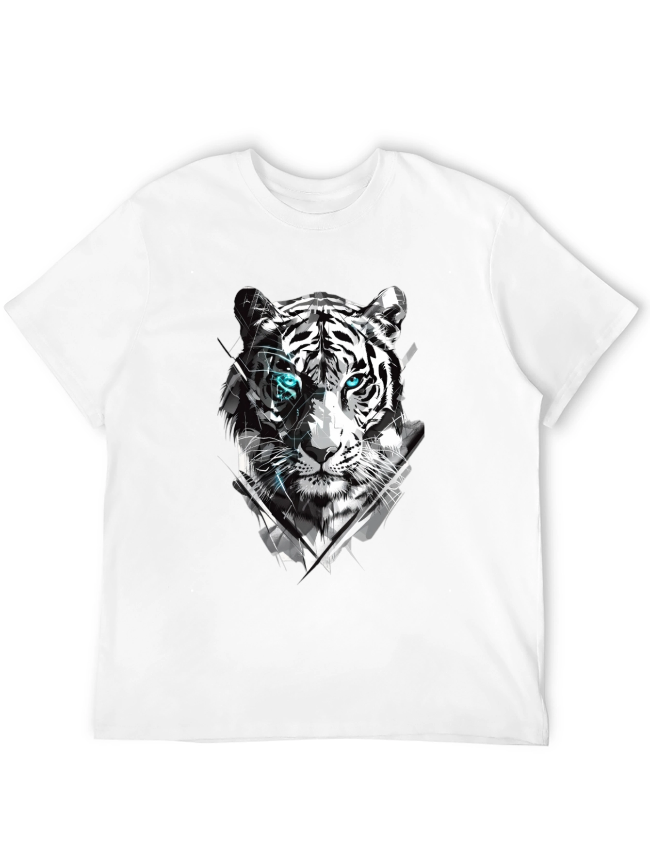 Tiger Graphic Tee - Cool Design Mens Black T-Shirt