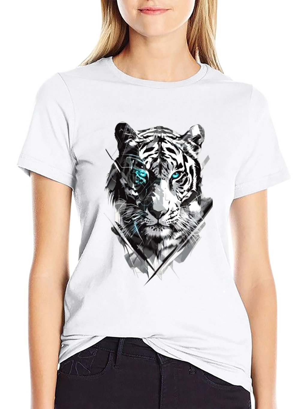 Tiger Graphic Tee - Cool Design Mens Black T-Shirt