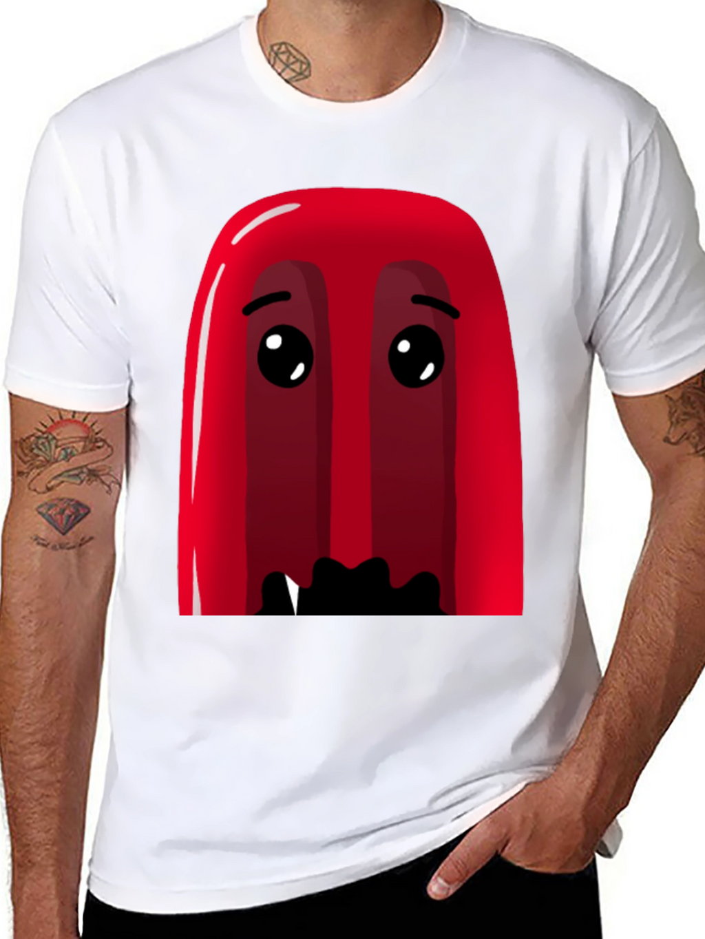 Red Cartoon Character Graphic Tee - Soft Cotton Blend