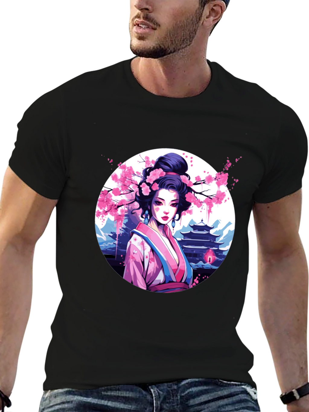 Geisha Art Black T-Shirt