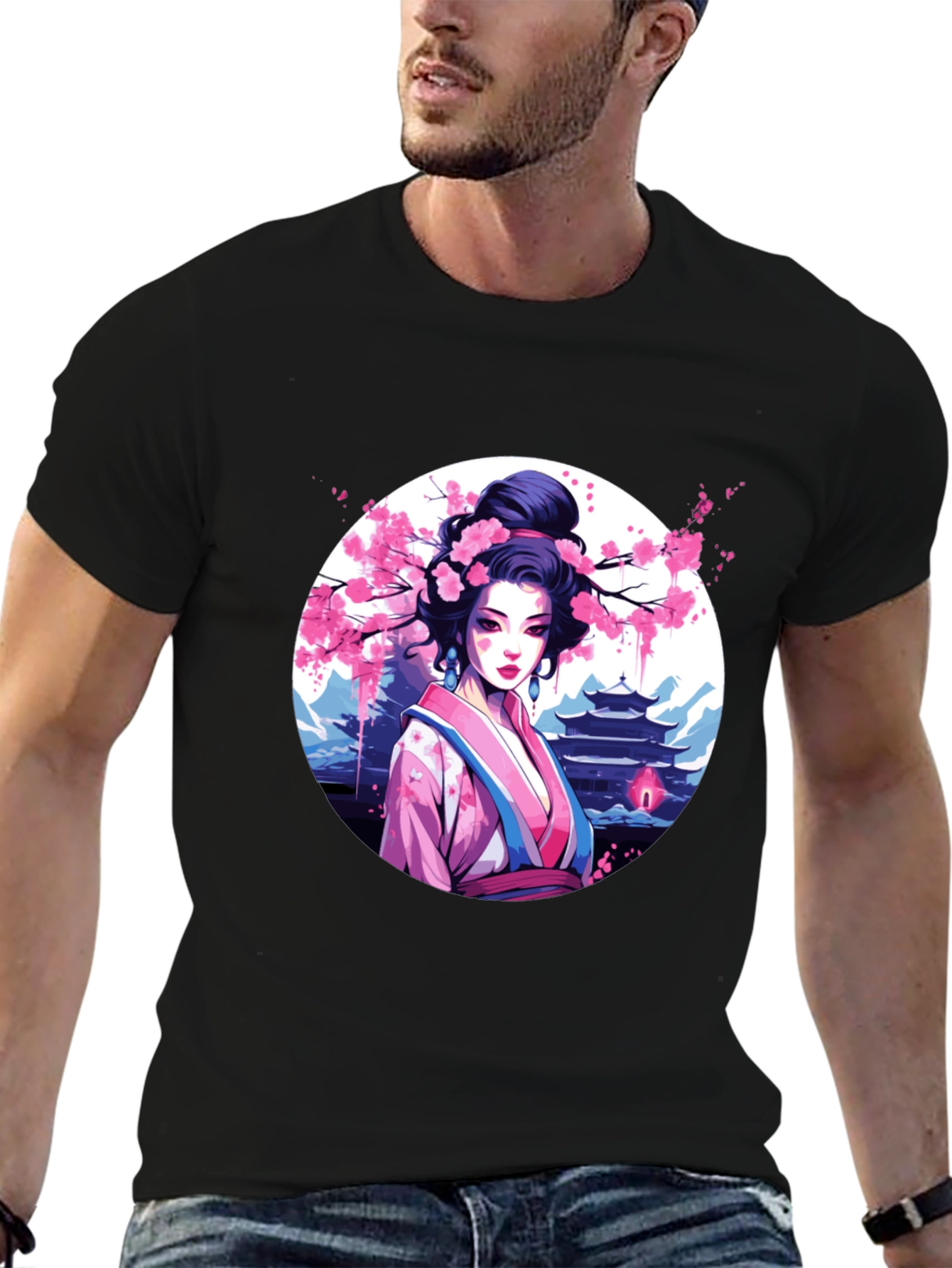 Geisha Art Black T-Shirt