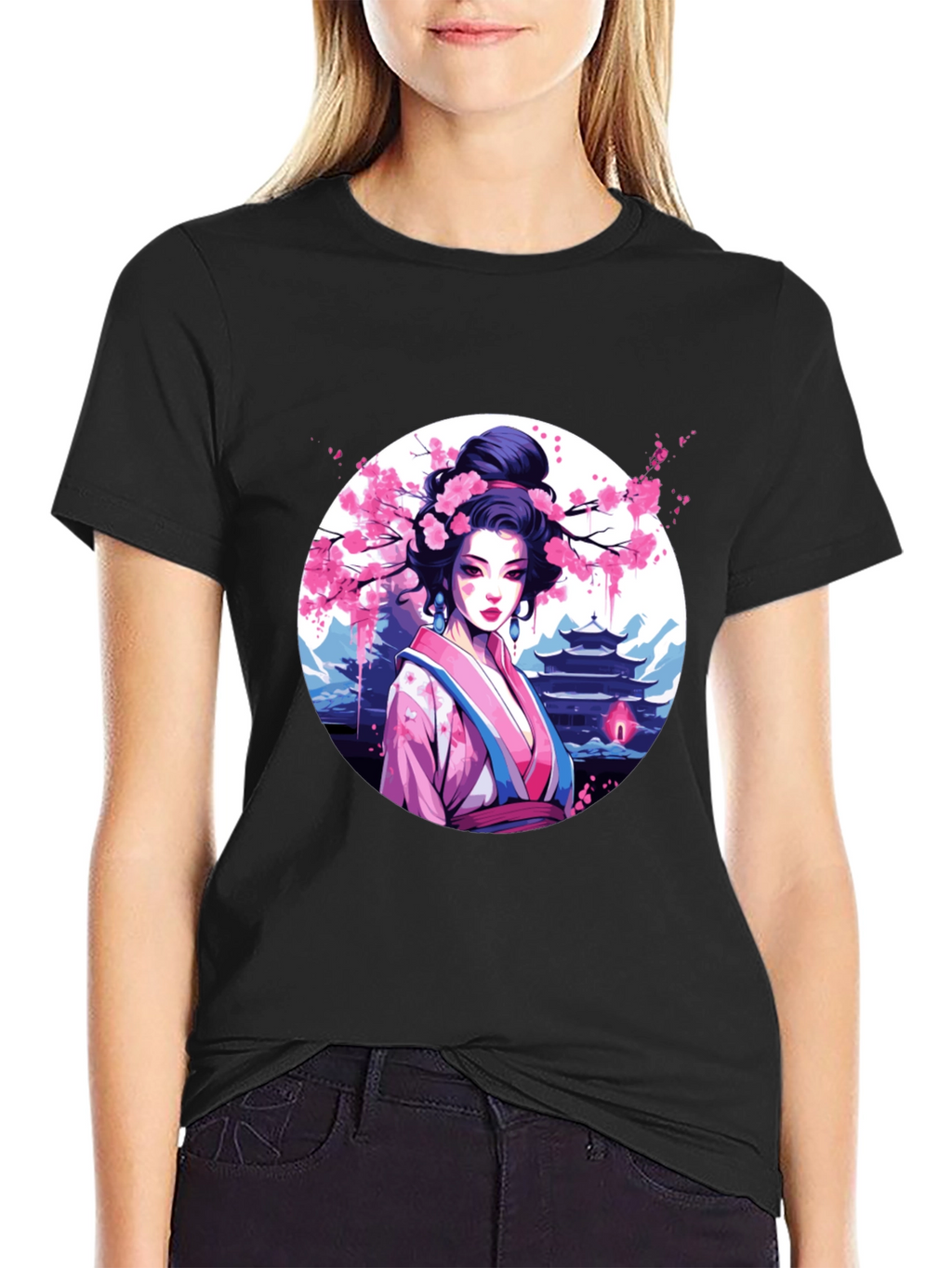Geisha Art Black T-Shirt