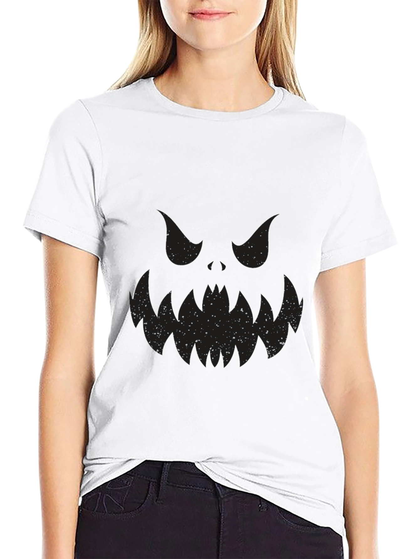 Spooky Face Black T-Shirt - Halloween Ready!