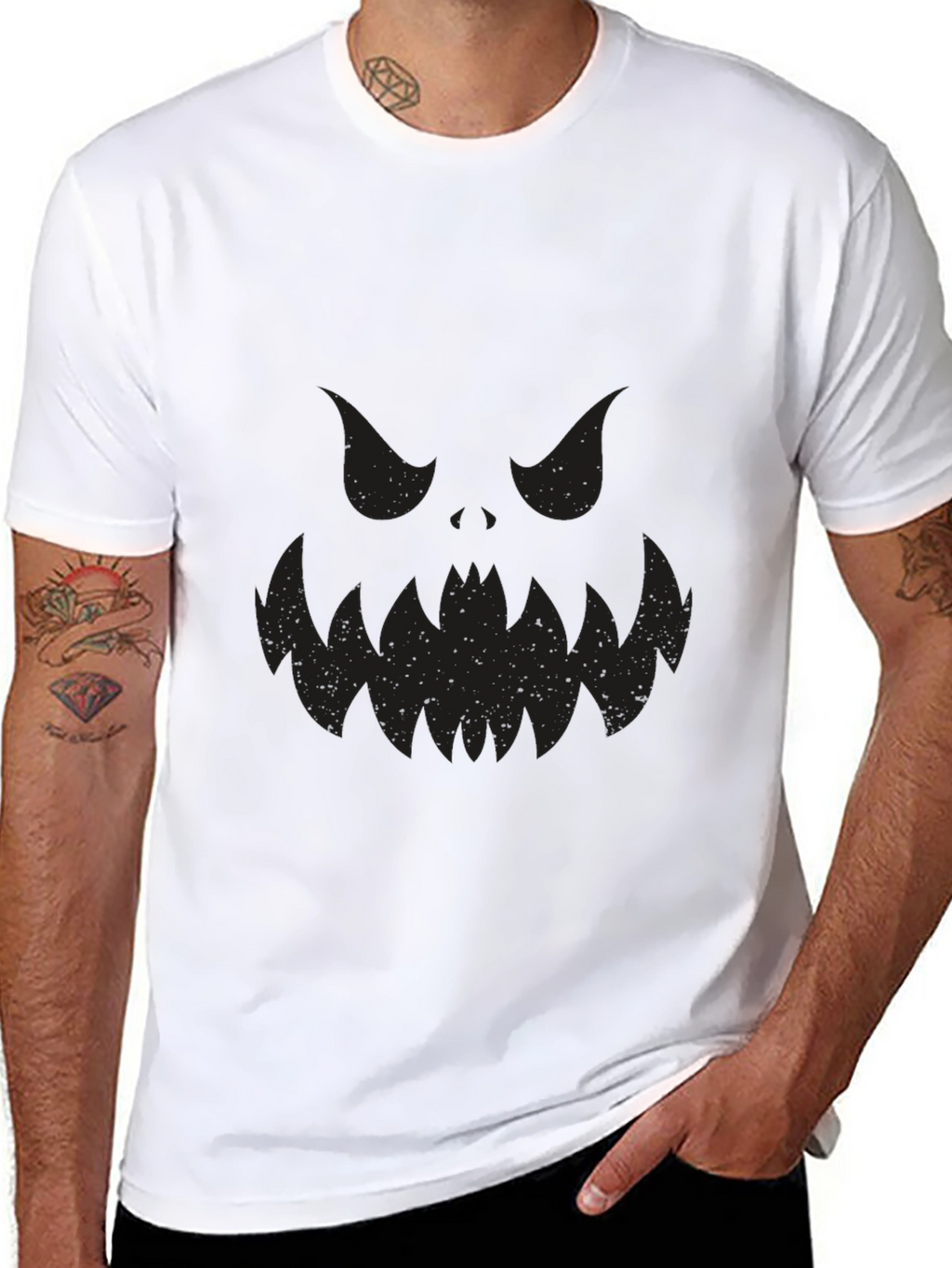 Spooky Face Black T-Shirt - Halloween Ready!