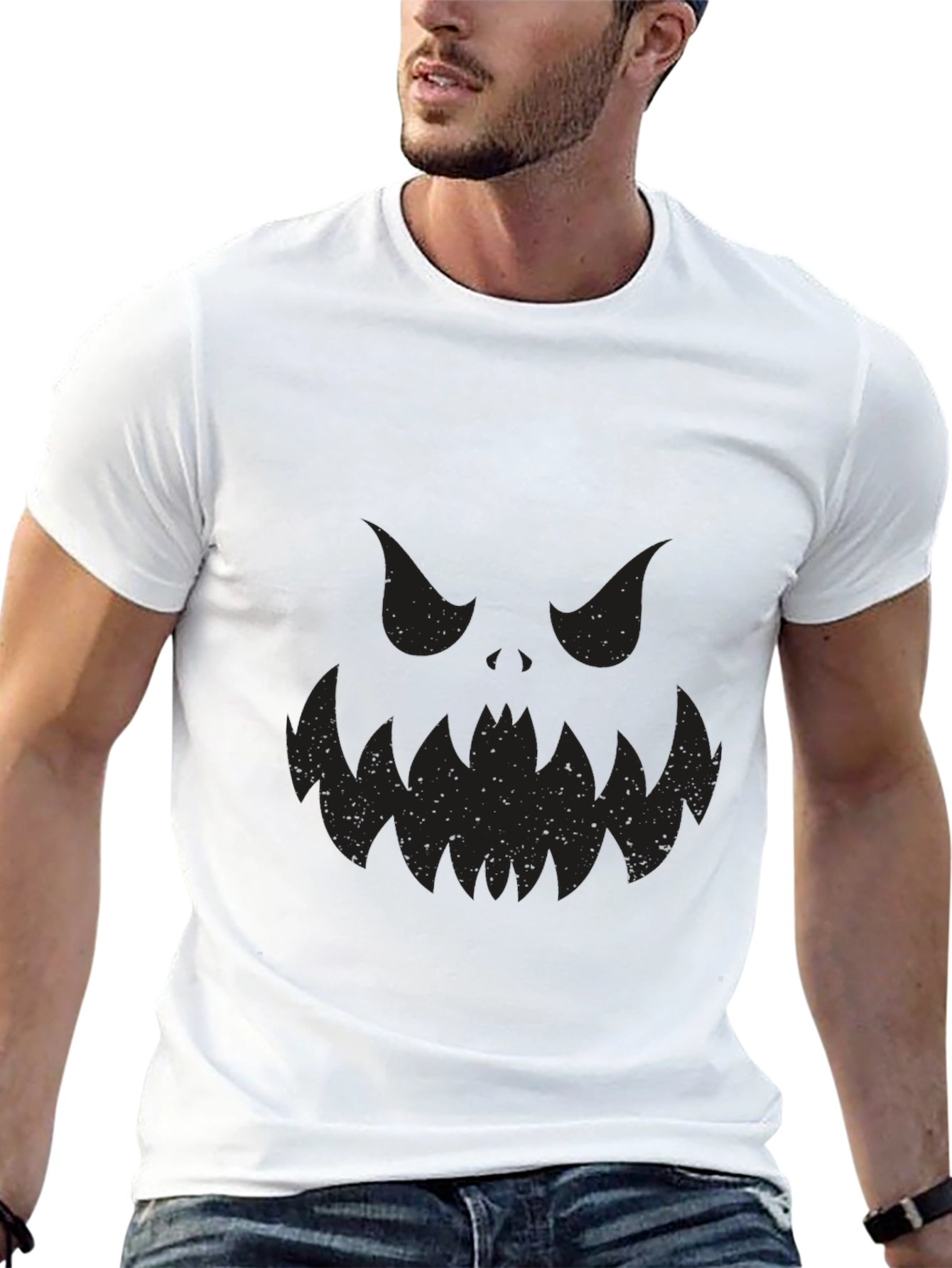 Spooky Face Black T-Shirt - Halloween Ready!