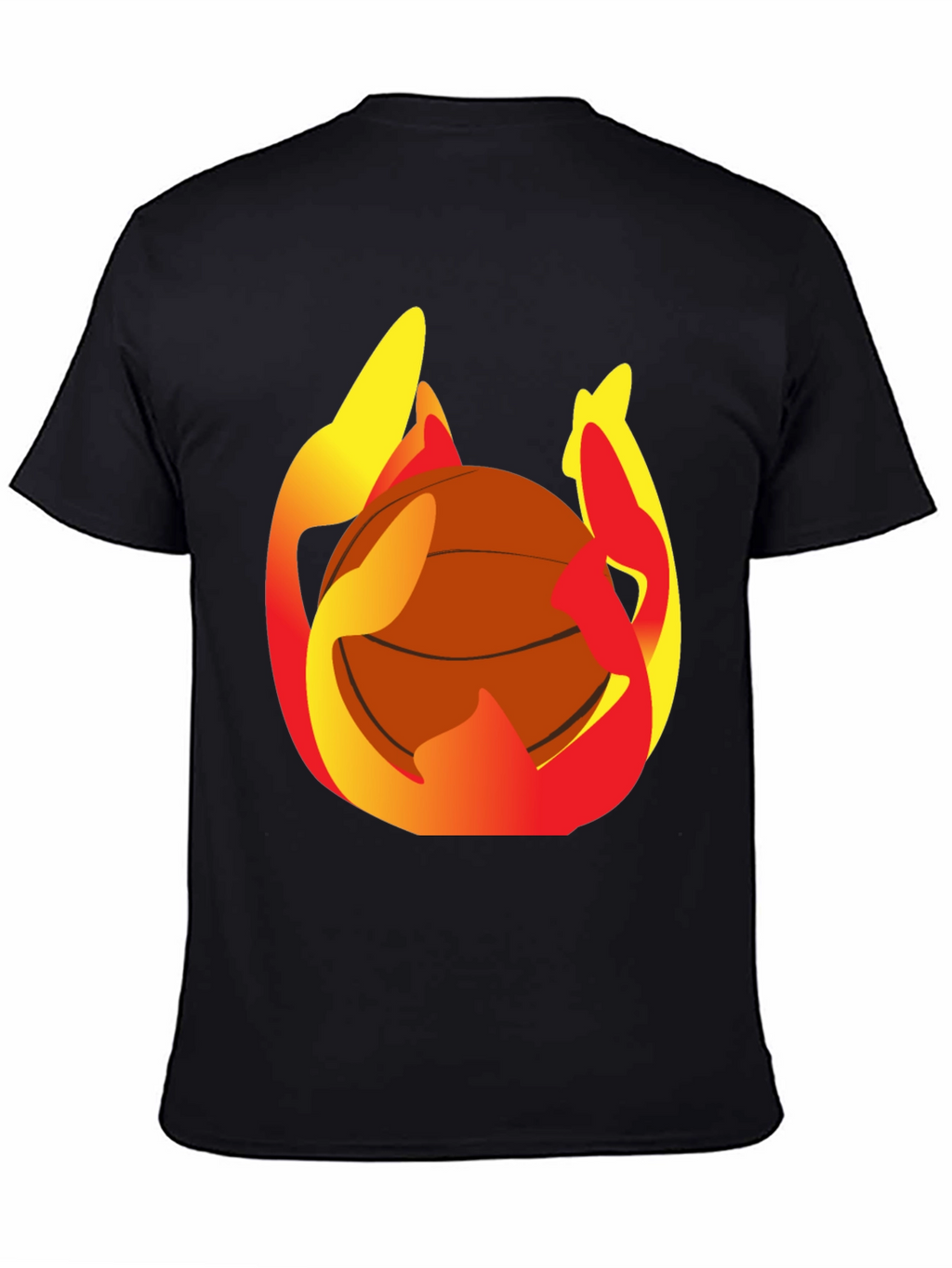Flaming Basketball Graphic Tee - Mens Black T-Shirt