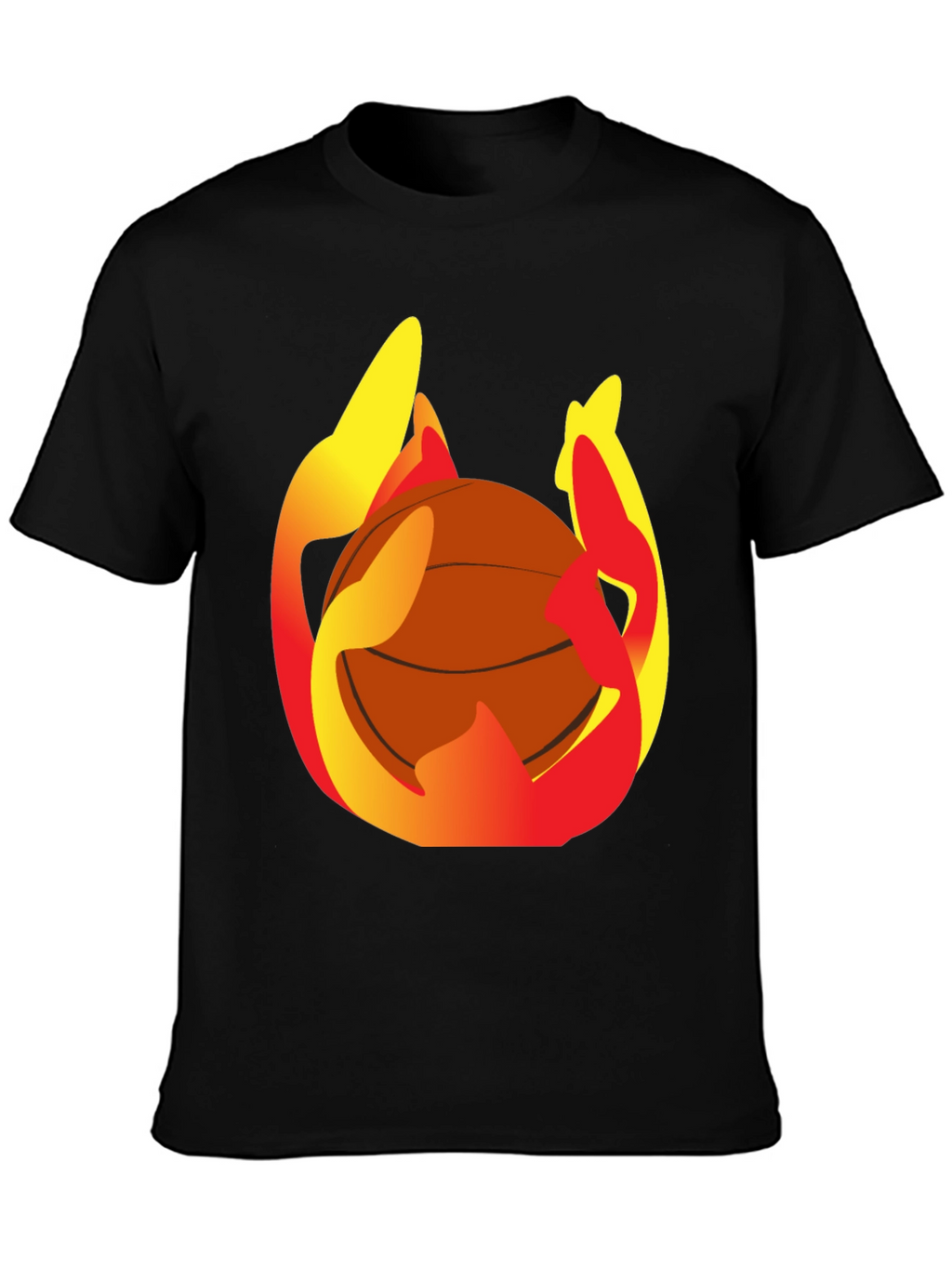 Flaming Basketball Graphic Tee - Mens Black T-Shirt