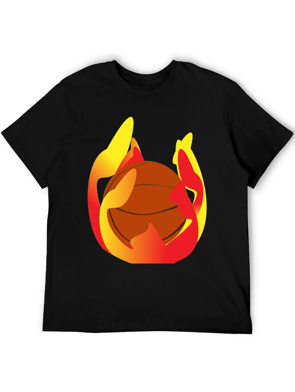 Flaming Basketball Graphic Tee - Mens Black T-Shirt