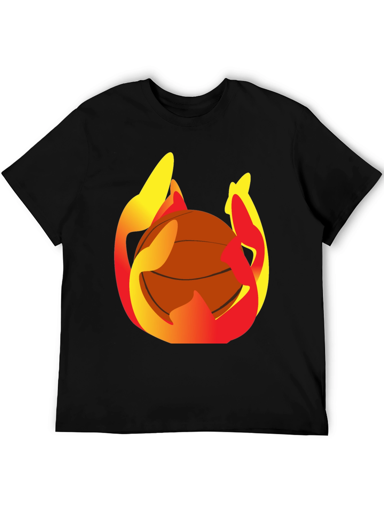 Flaming Basketball Graphic Tee - Mens Black T-Shirt