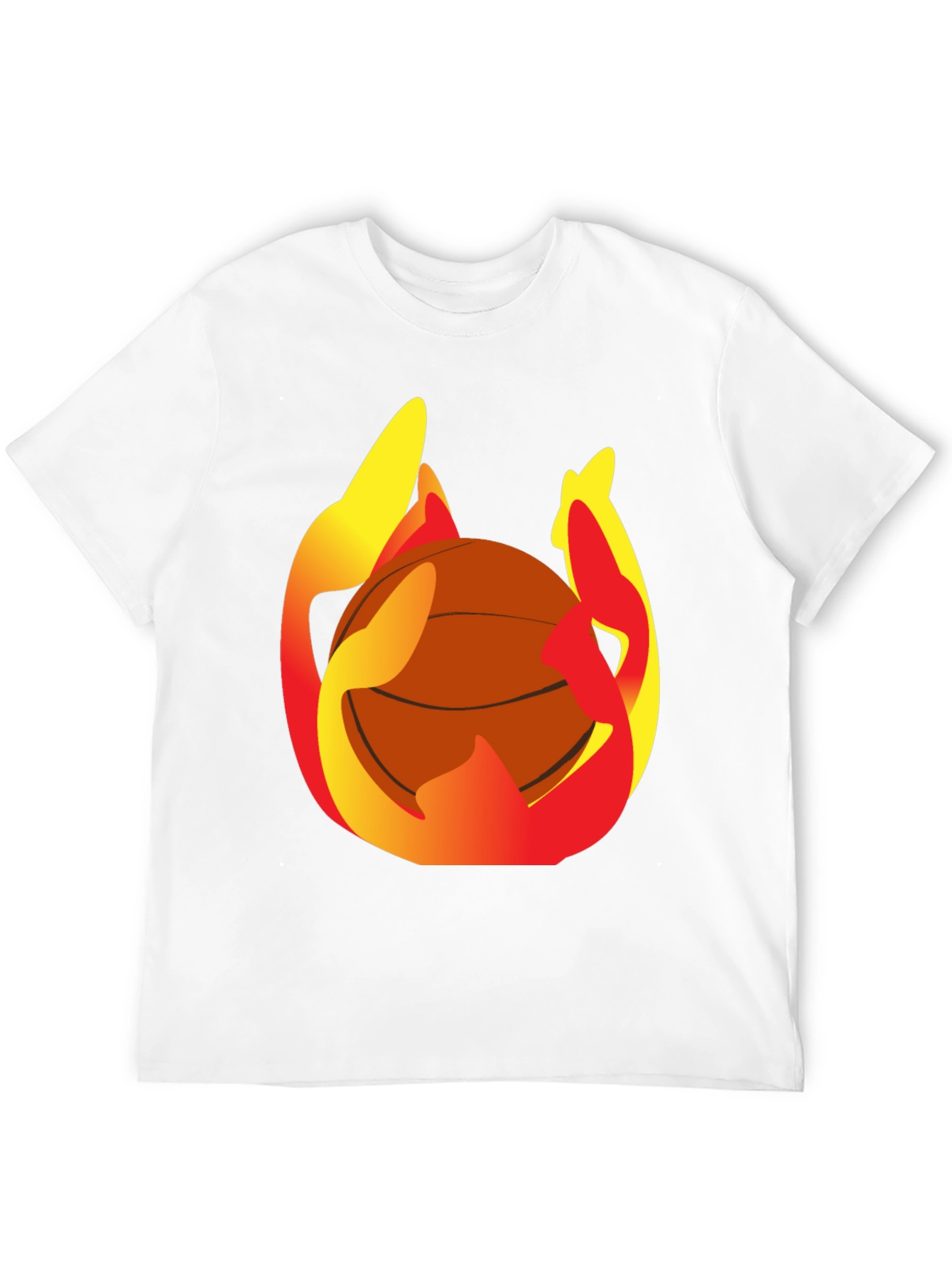 Flaming Basketball Graphic Tee - Mens Black T-Shirt