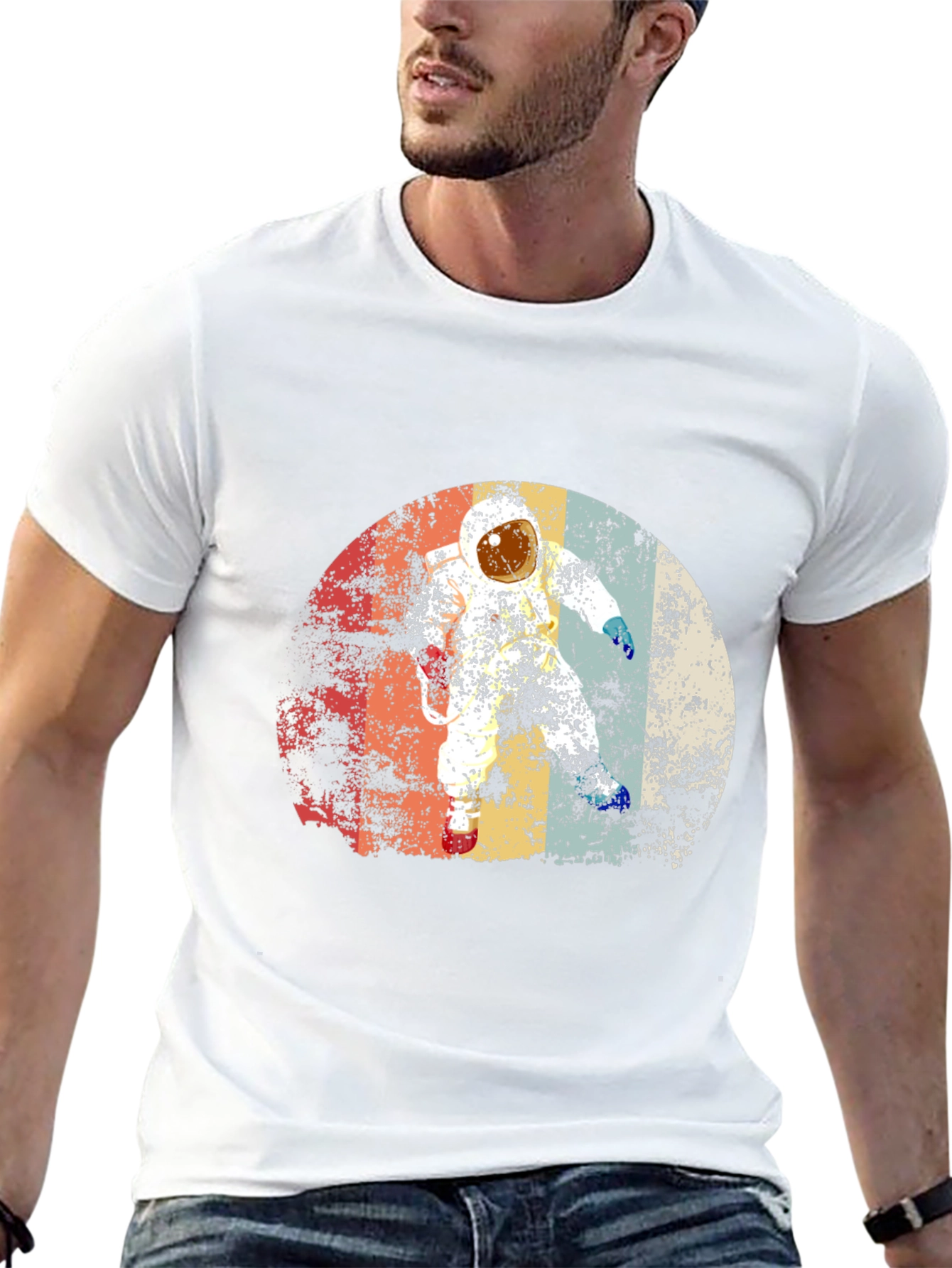 Retro Astronaut Graphic Black T-Shirt