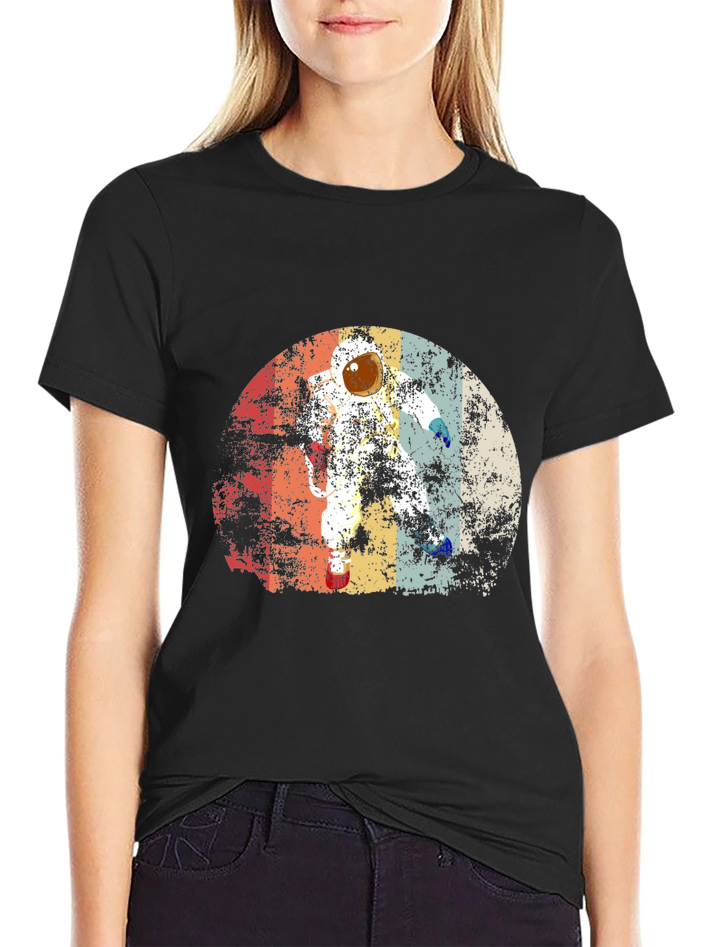 Retro Astronaut Graphic Black T-Shirt
