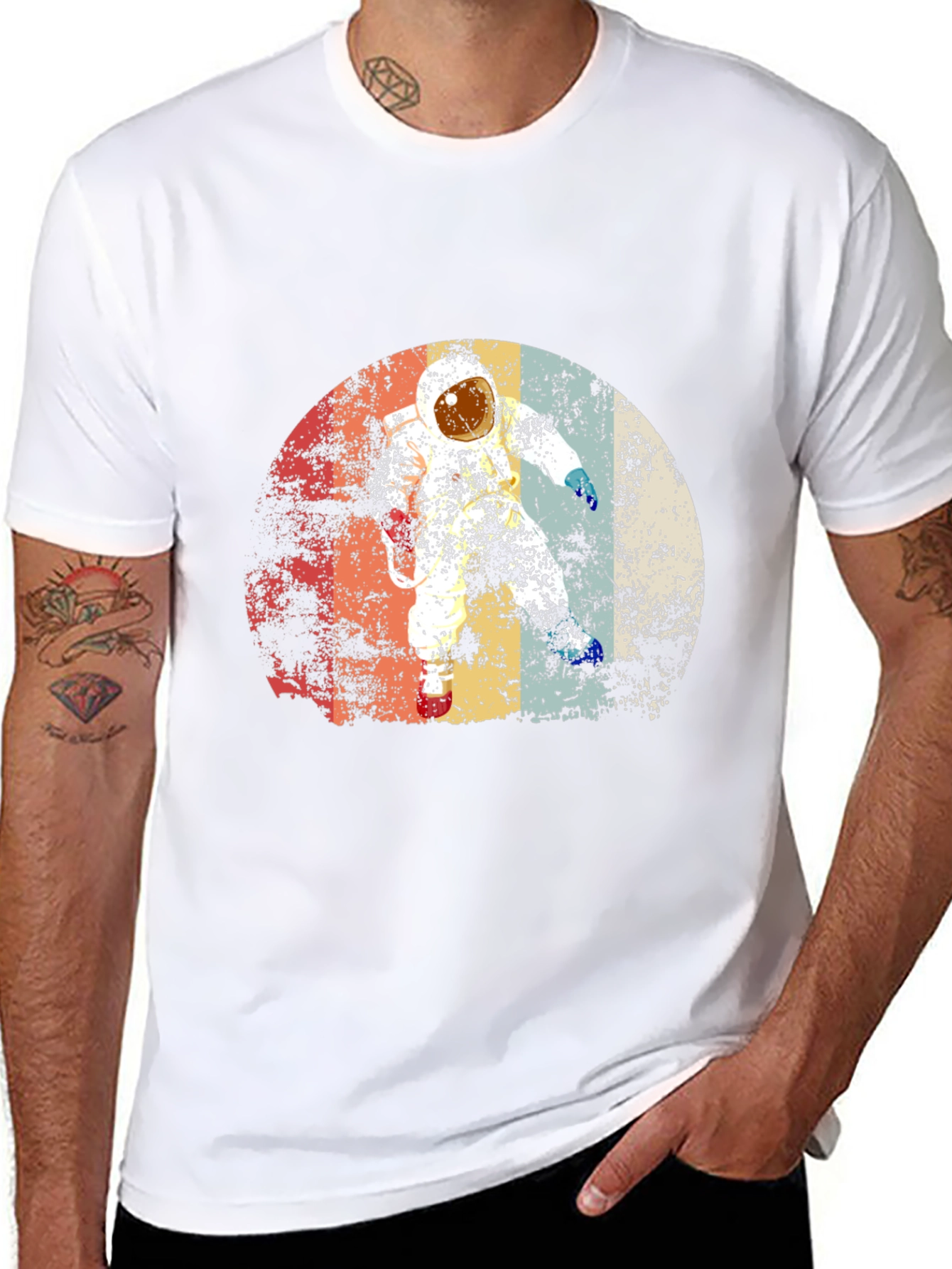 Retro Astronaut Graphic Black T-Shirt