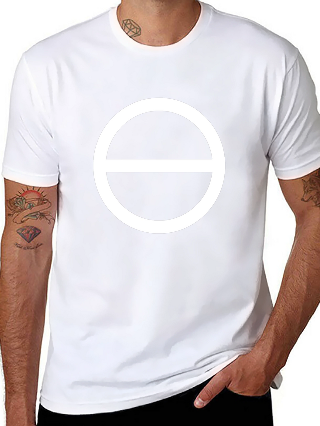 Graphic Tee: White Circle with Line Design