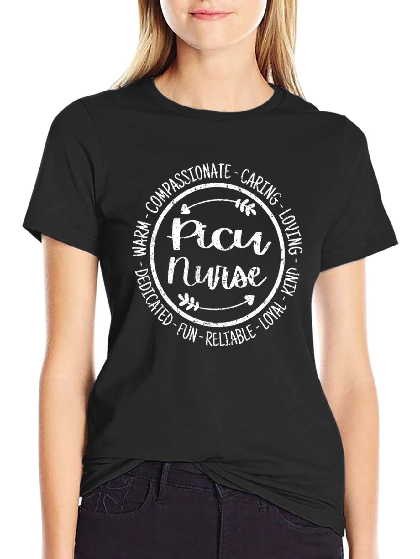 PICU Nurse T-Shirt - Compassionate Caring Design