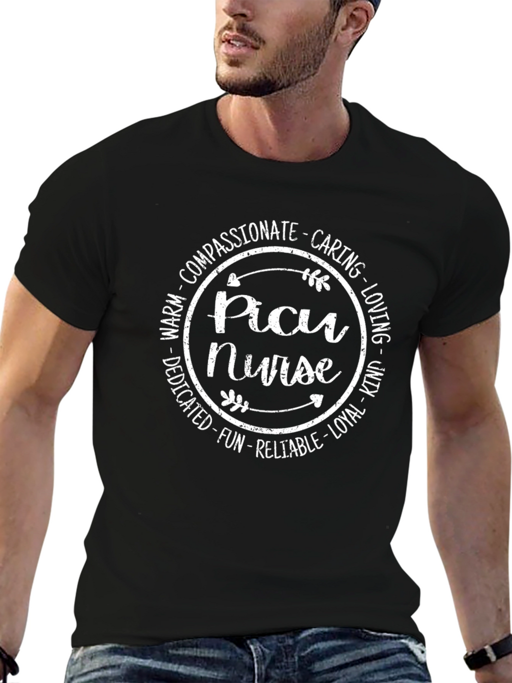 PICU Nurse T-Shirt - Compassionate Caring Design