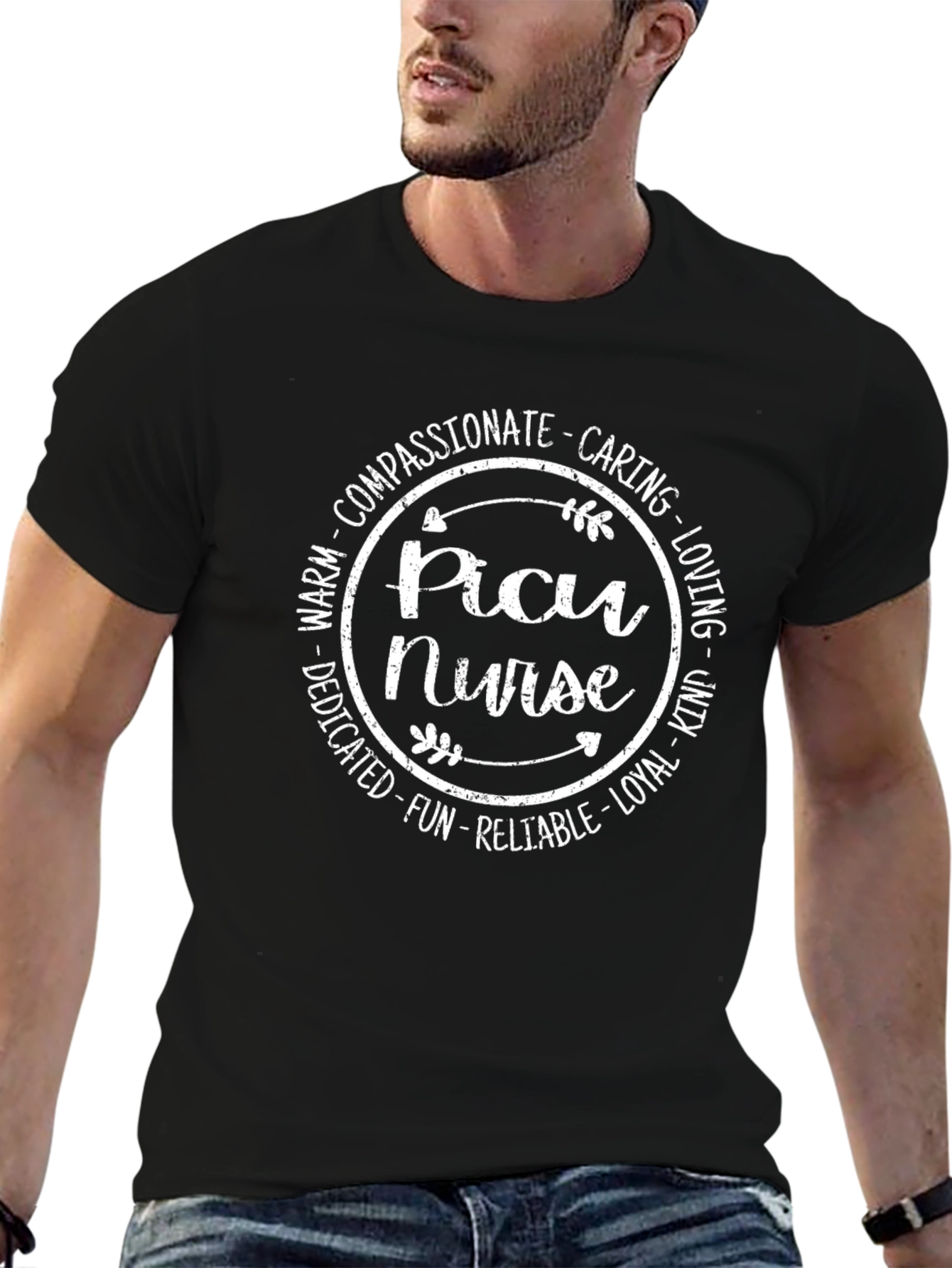 PICU Nurse T-Shirt - Compassionate Caring Design