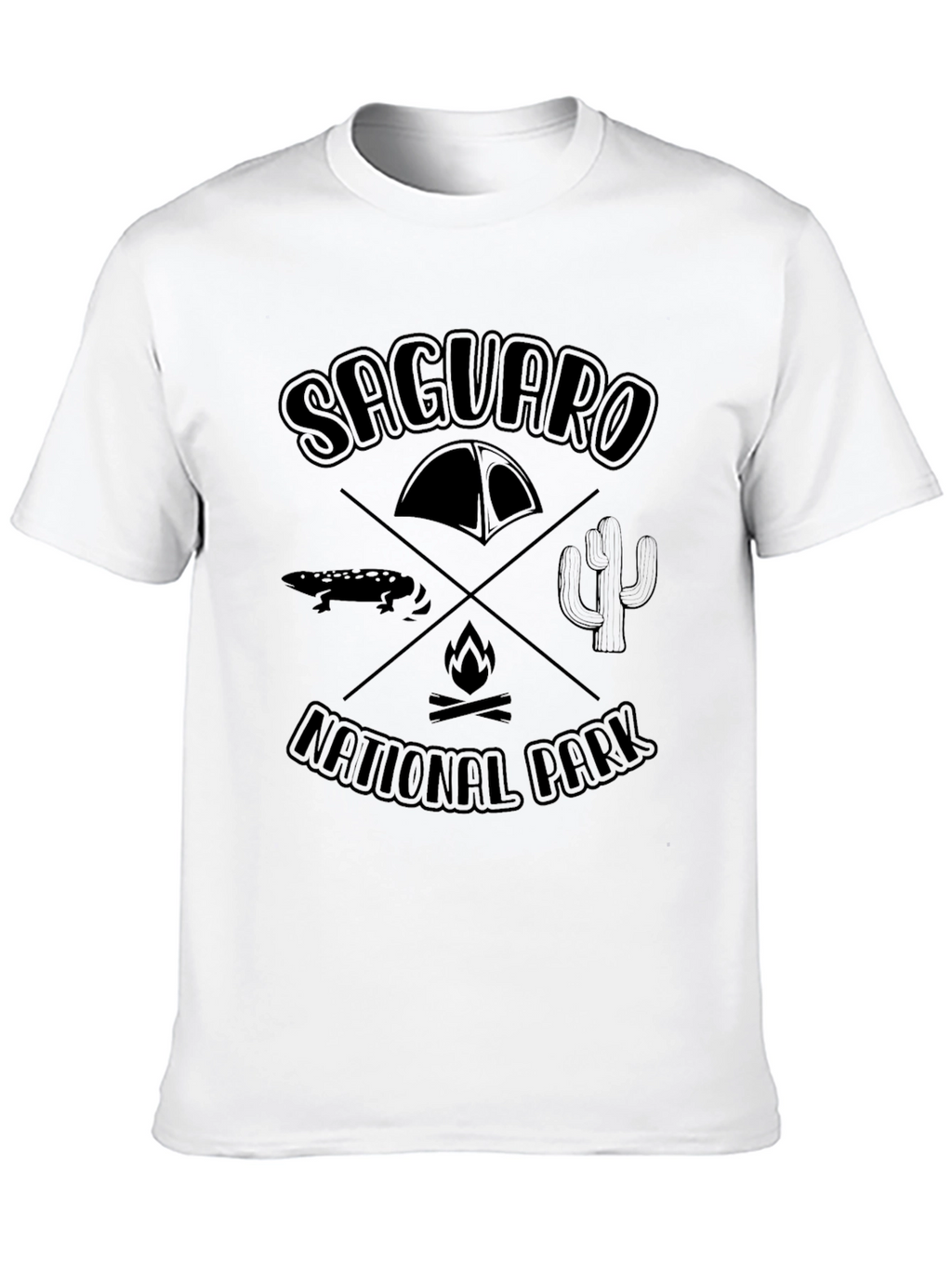 Saguaro National Park T-Shirt Camping Nature Black Cotton Tee