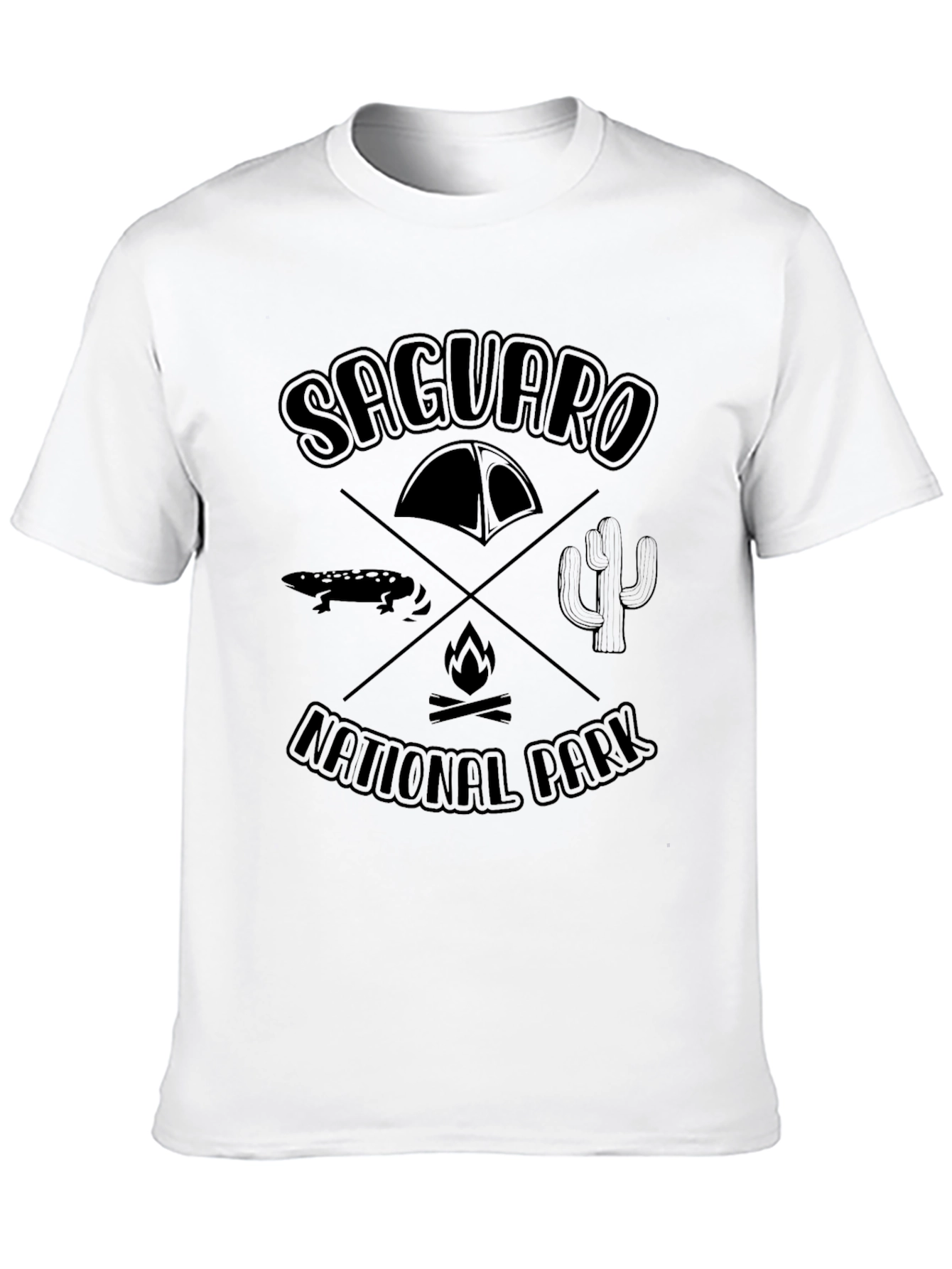 Saguaro National Park T-Shirt Camping Nature Black Cotton Tee