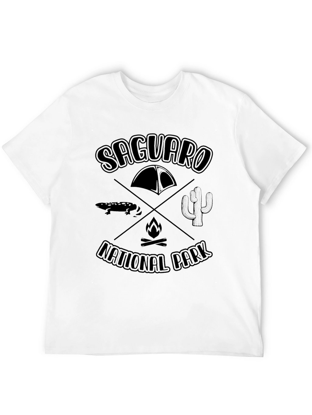 Saguaro National Park T-Shirt Camping Nature Black Cotton Tee